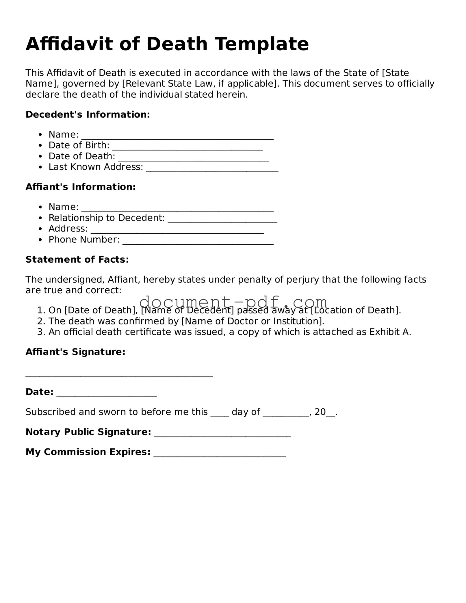 Attorney-Approved Affidavit of Death Document