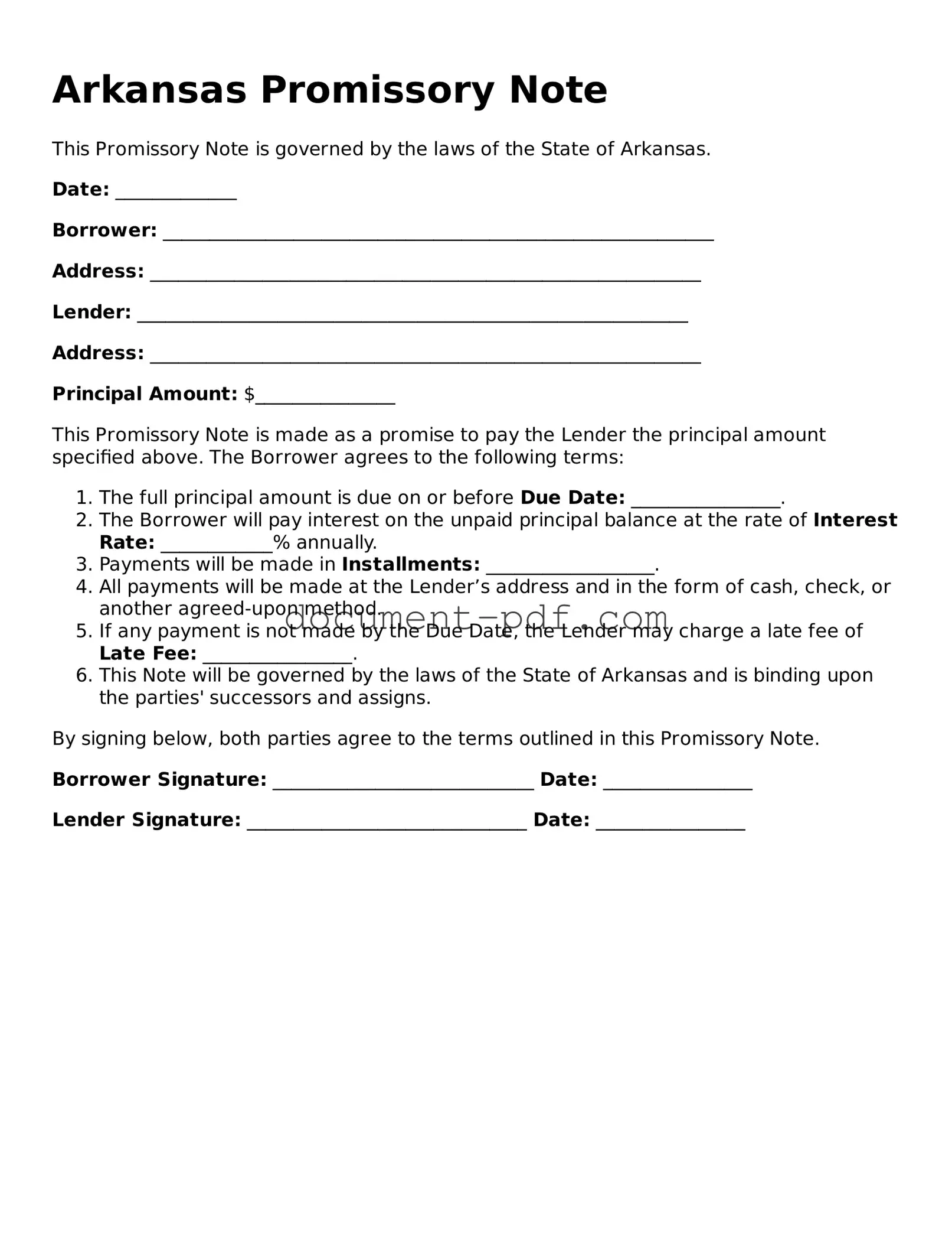Attorney-Verified Arkansas Promissory Note Template
