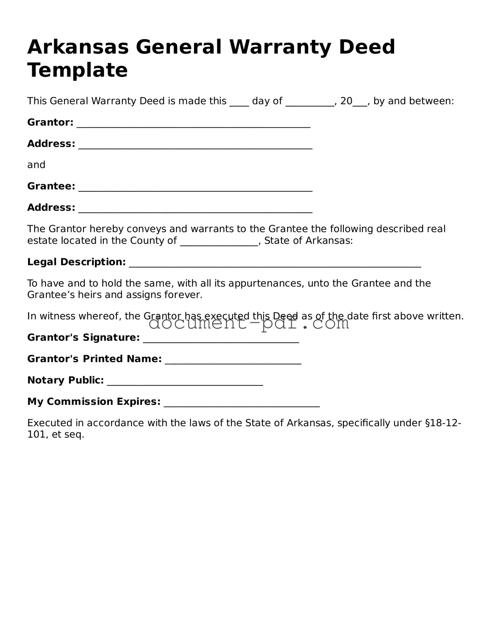 Attorney-Verified Arkansas Deed Template