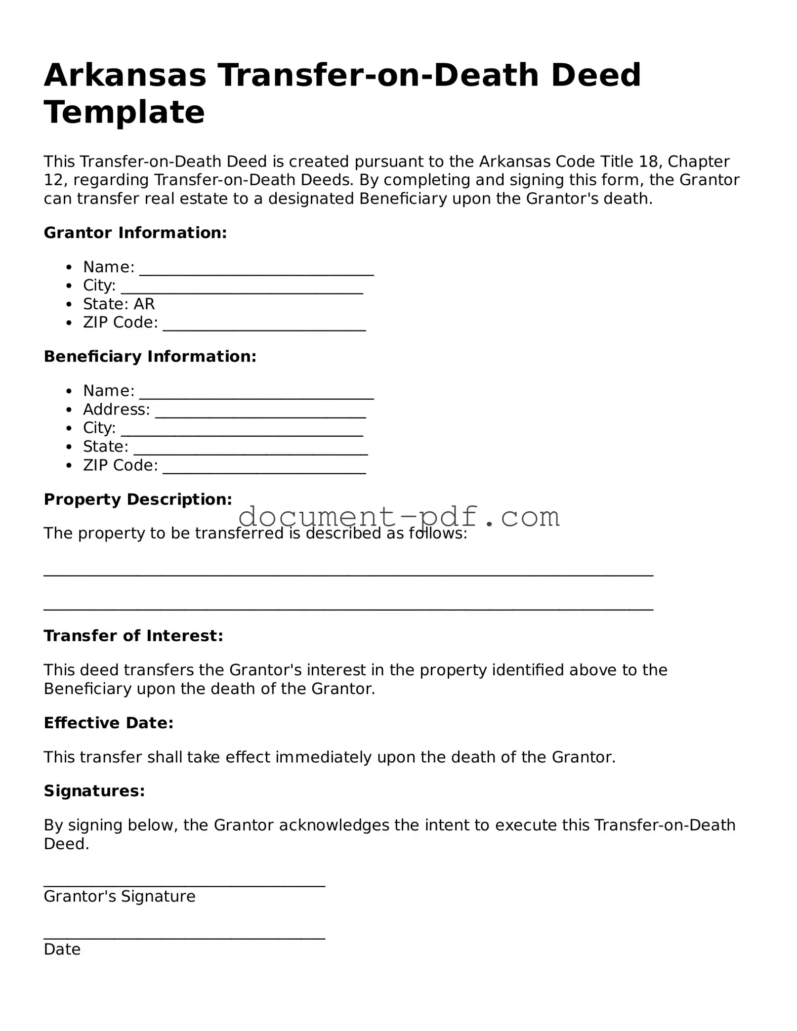 Attorney-Verified Arkansas Transfer-on-Death Deed Template