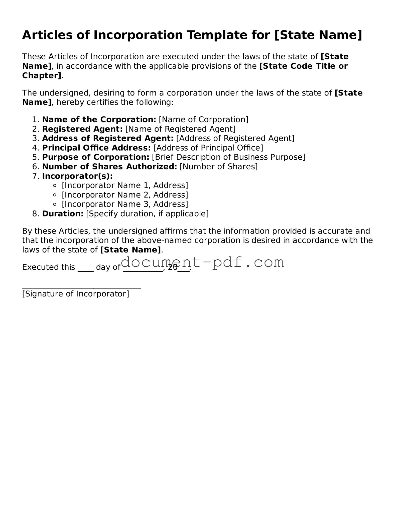 Attorney-Approved Articles of Incorporation Document