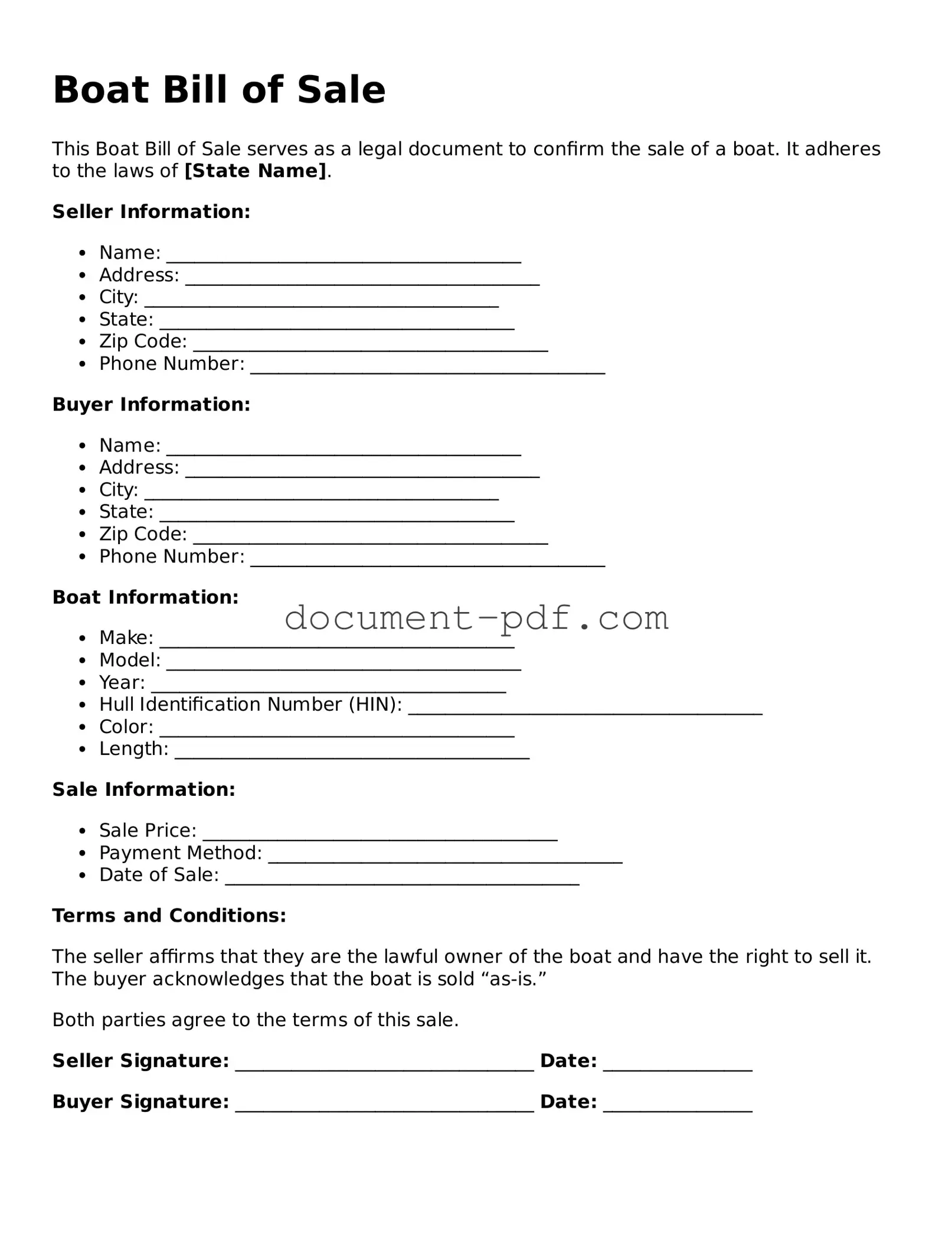 Attorney-Approved Boat Bill of Sale Document