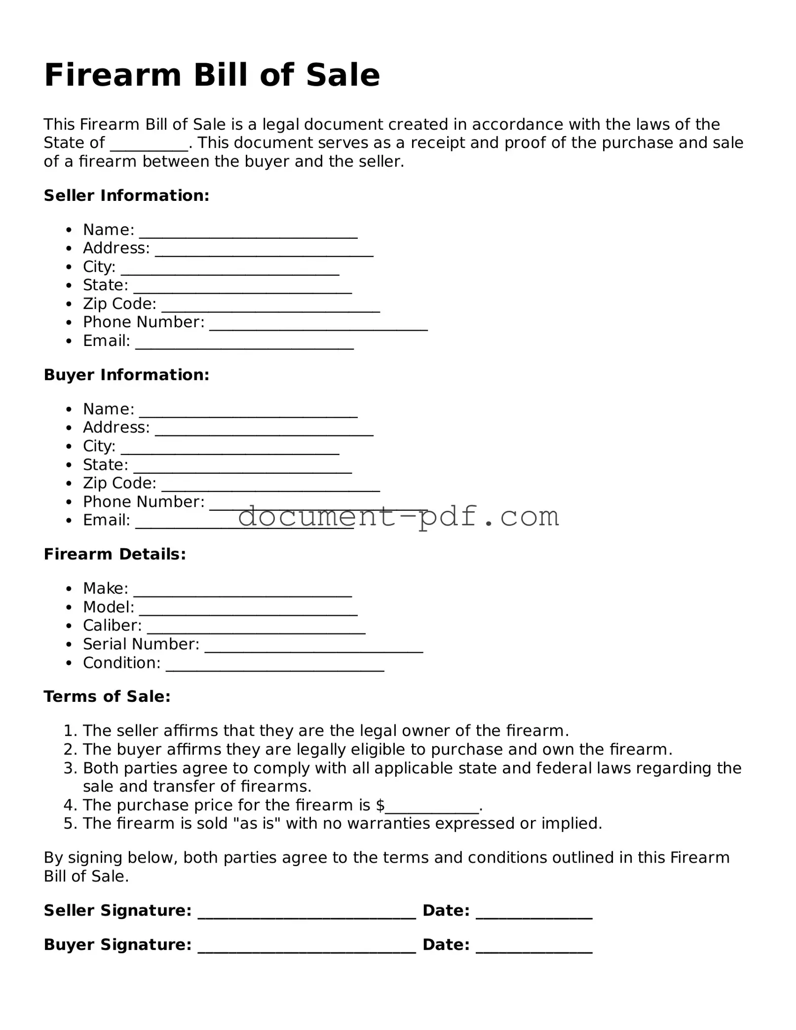 Attorney-Approved Firearm Bill of Sale Document