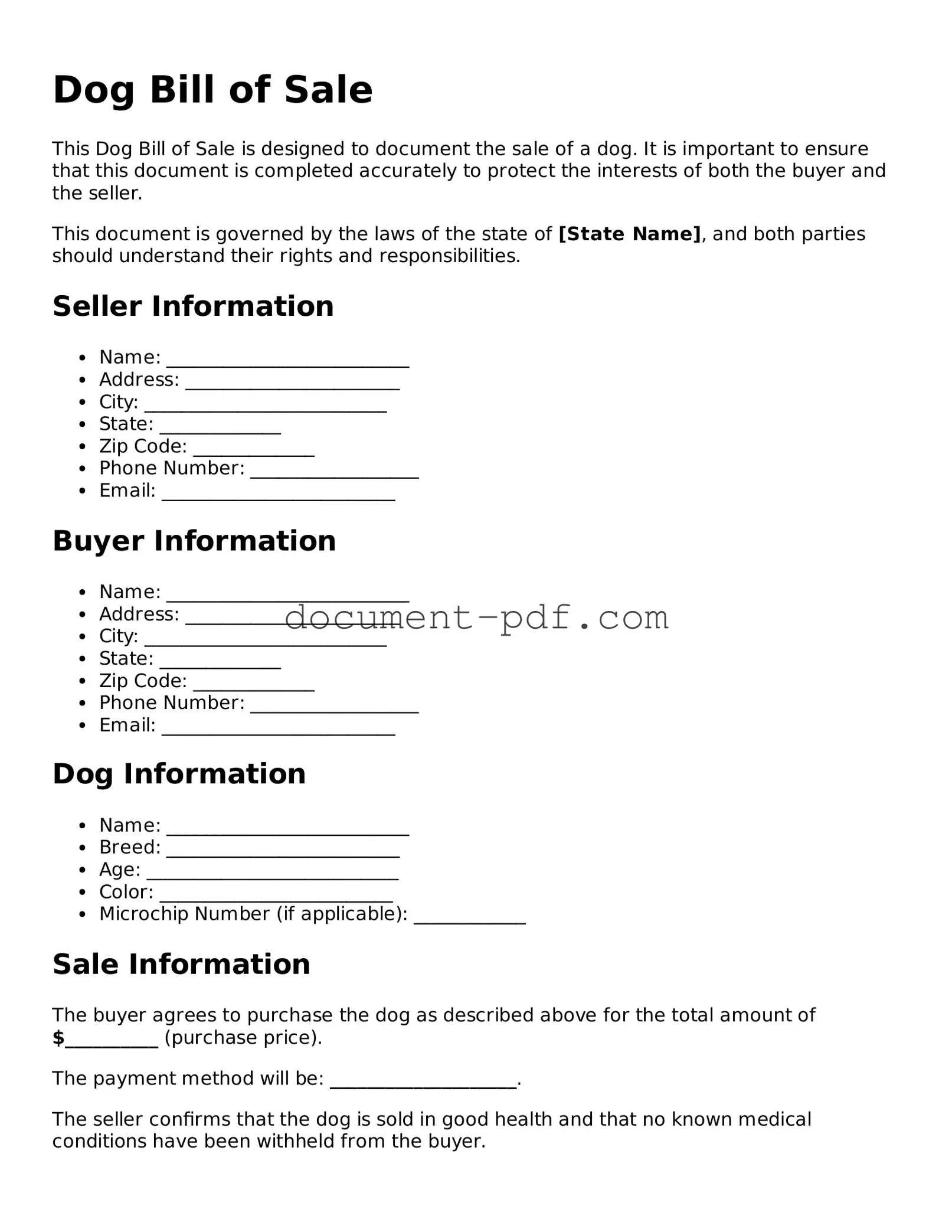 Attorney-Approved Dog Bill of Sale Document