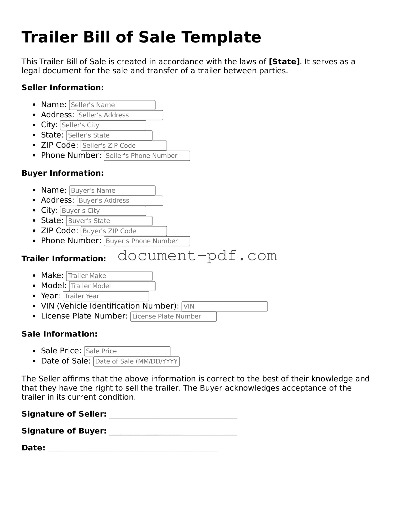 Attorney-Approved Trailer Bill of Sale Document