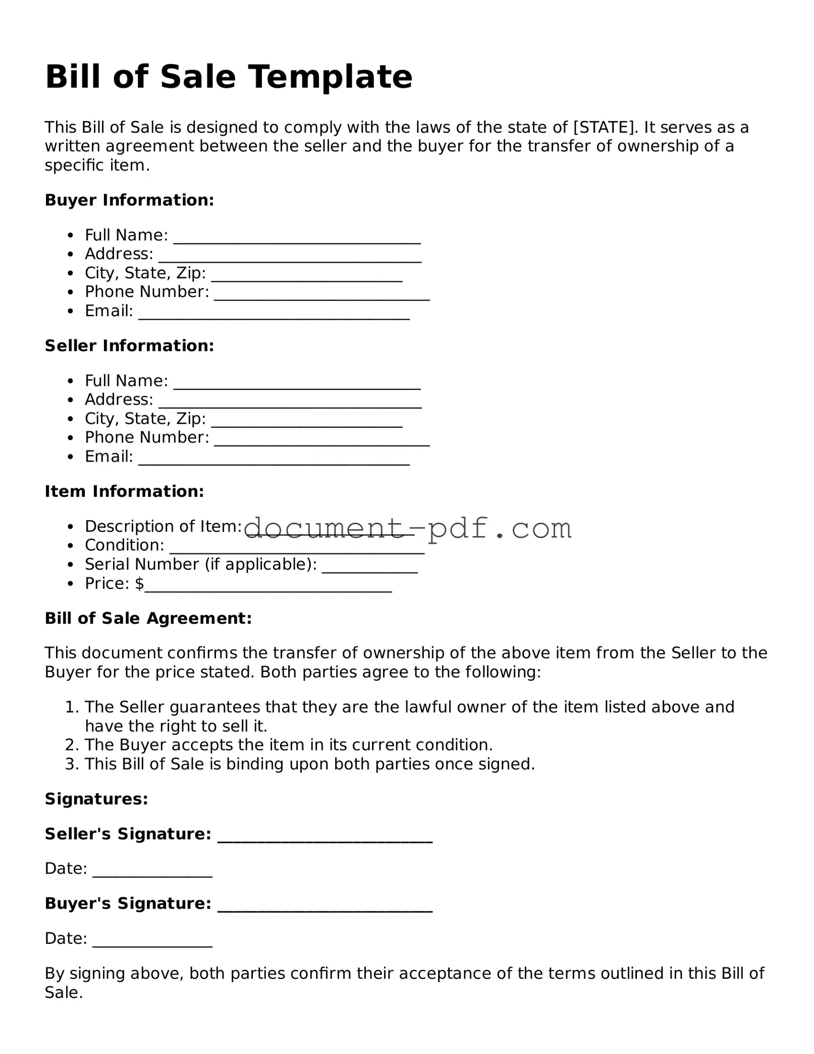Attorney-Approved Bill of Sale Document