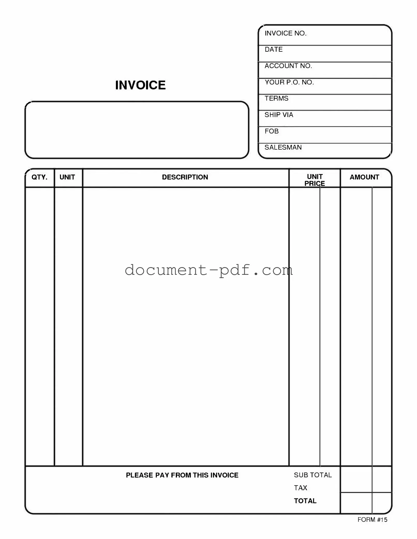 Blank Free And Invoice Pdf PDF Form