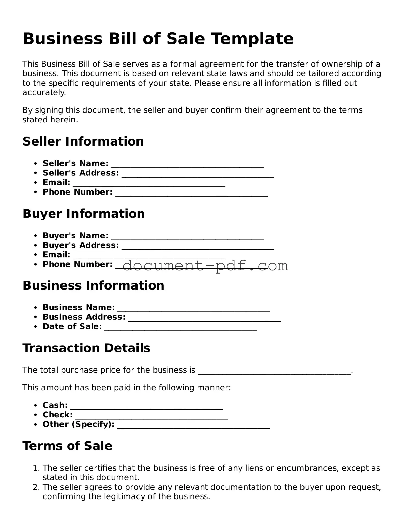 Attorney-Approved Business Bill of Sale Document