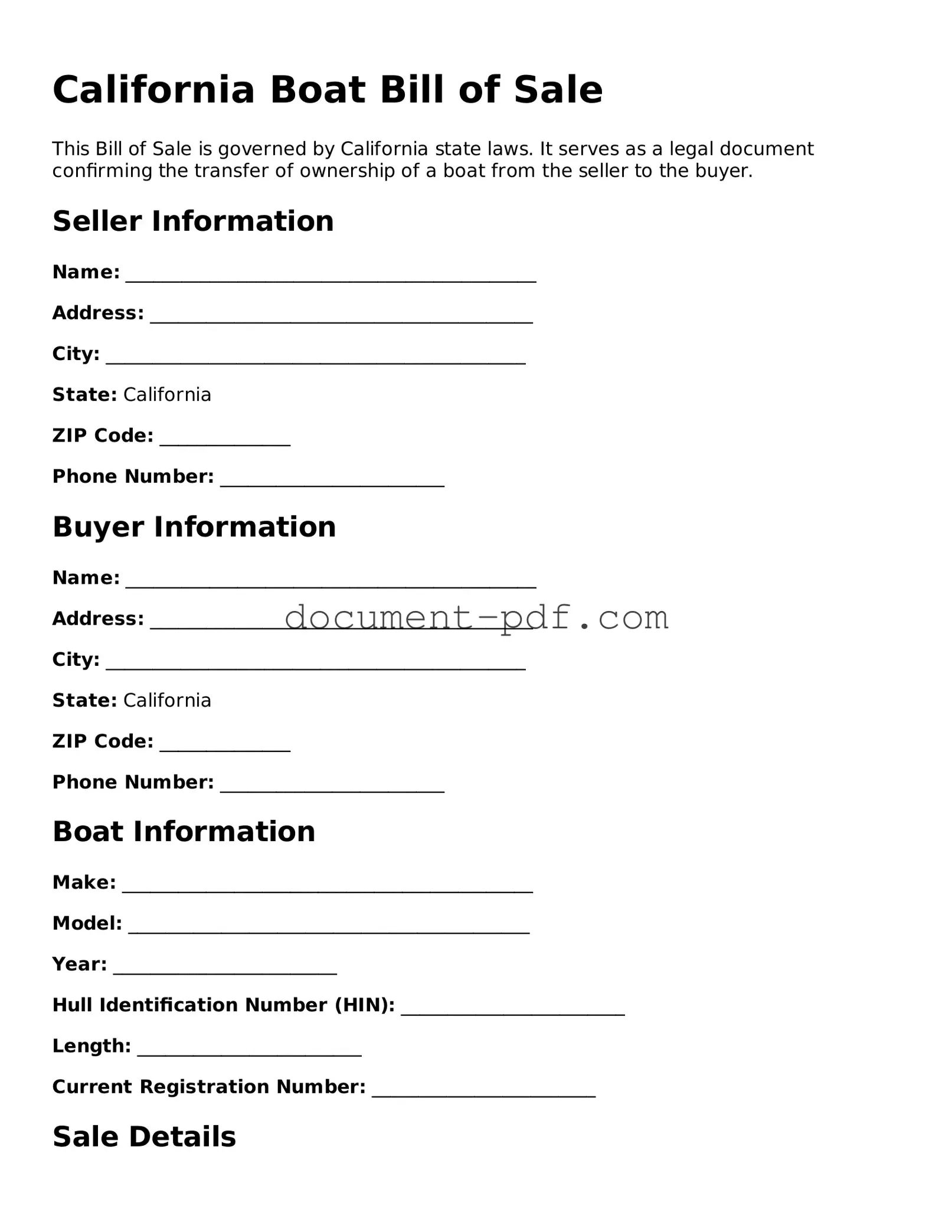 Attorney-Verified California Boat Bill of Sale Template