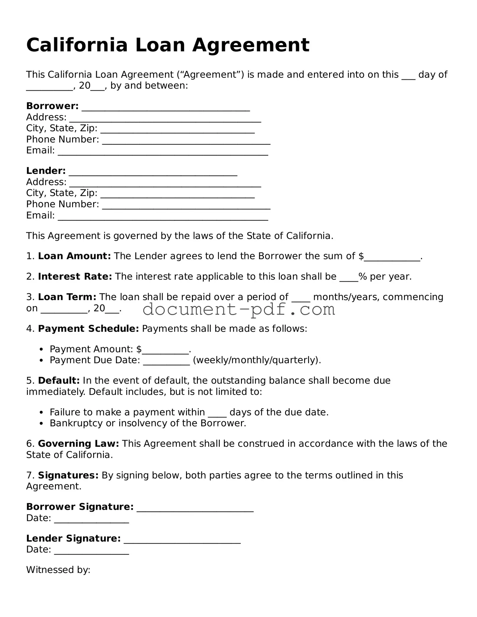 Attorney-Verified California Loan Agreement Template