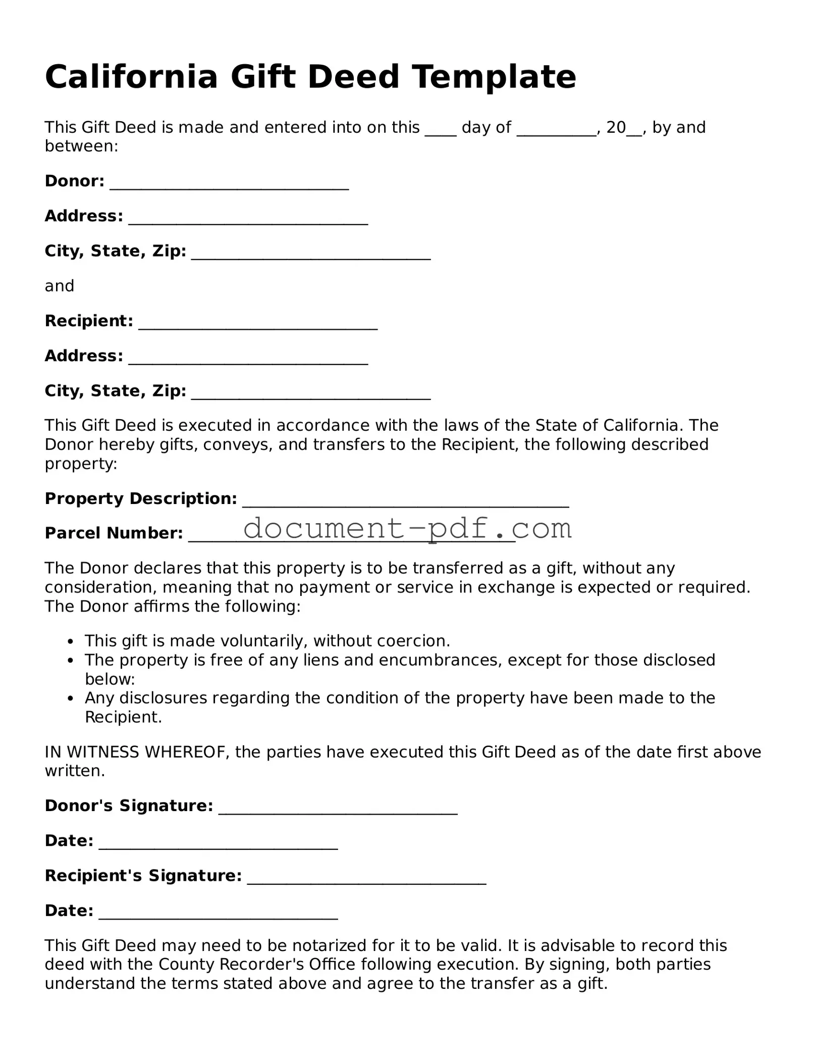 Attorney-Verified California Gift Deed Template