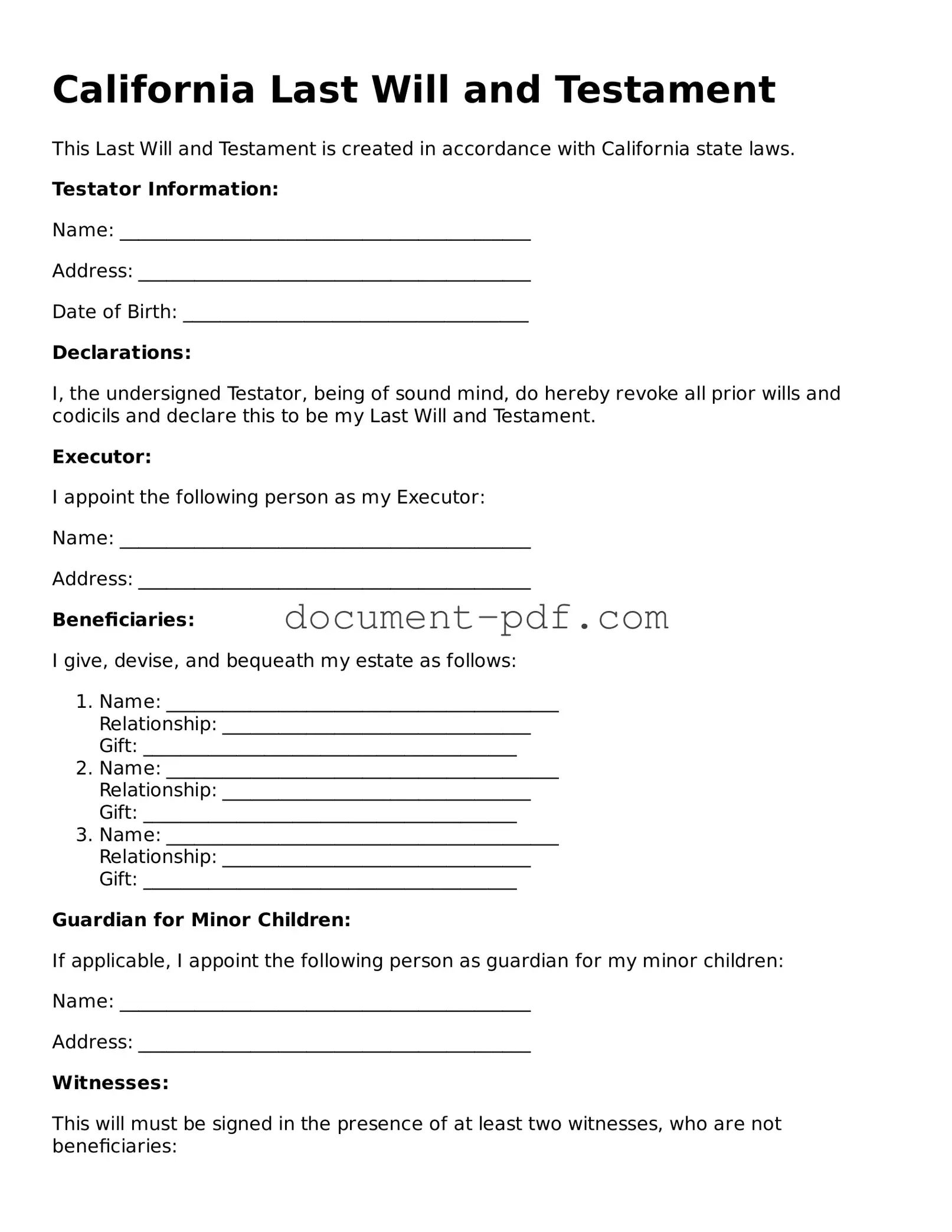 Attorney-Verified California Last Will and Testament Template
