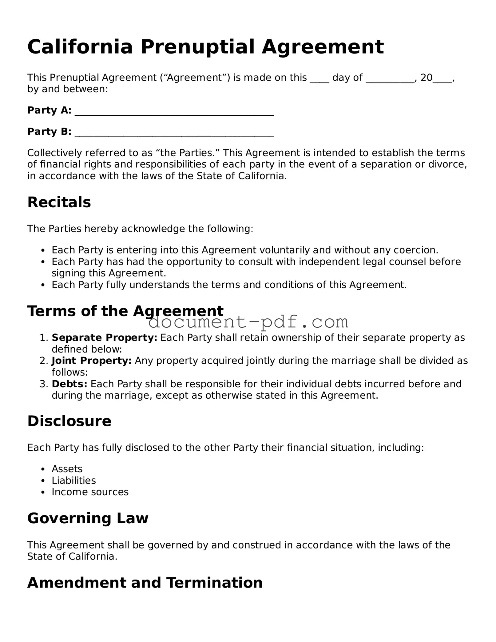 Attorney-Verified California Prenuptial Agreement Template