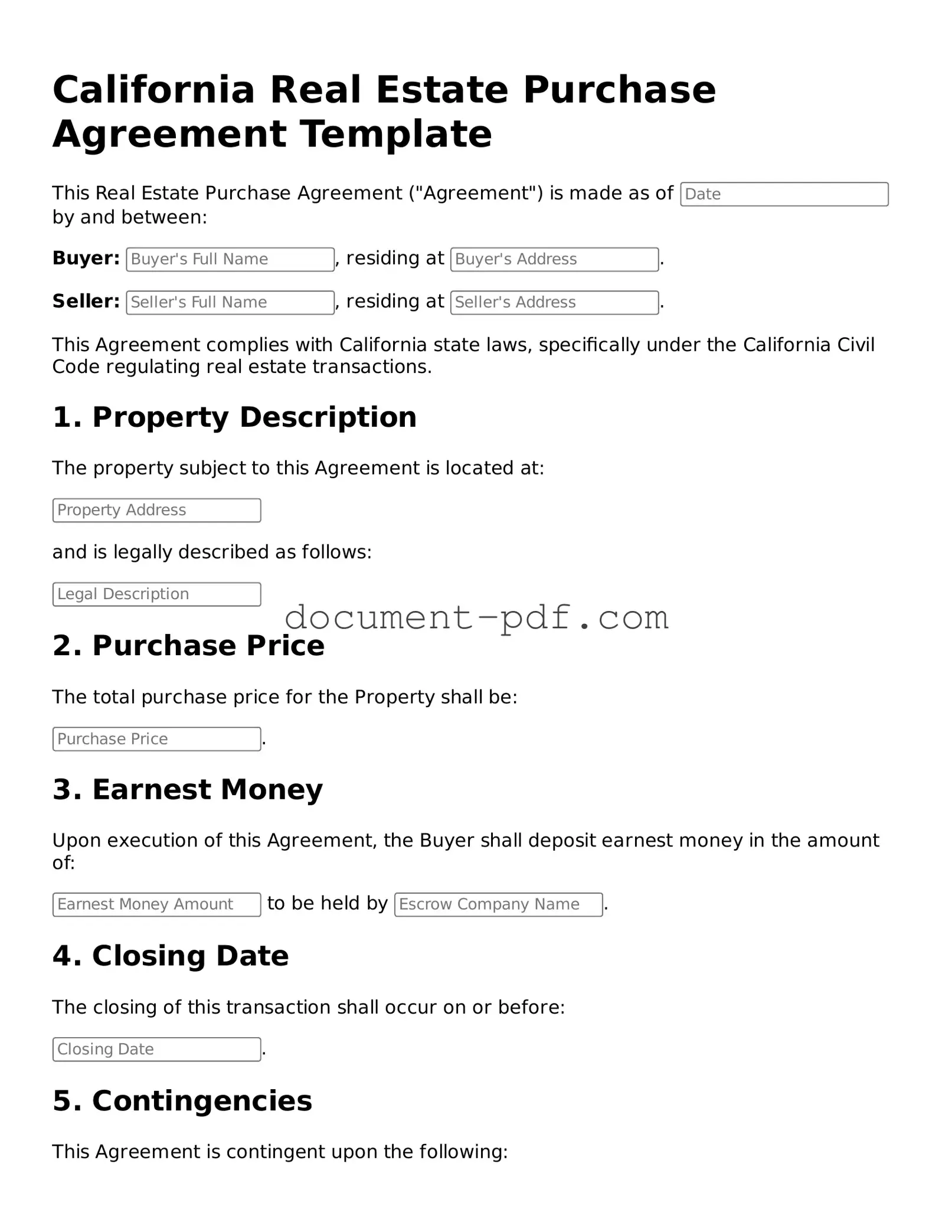 Attorney-Verified California Real Estate Purchase Agreement Template
