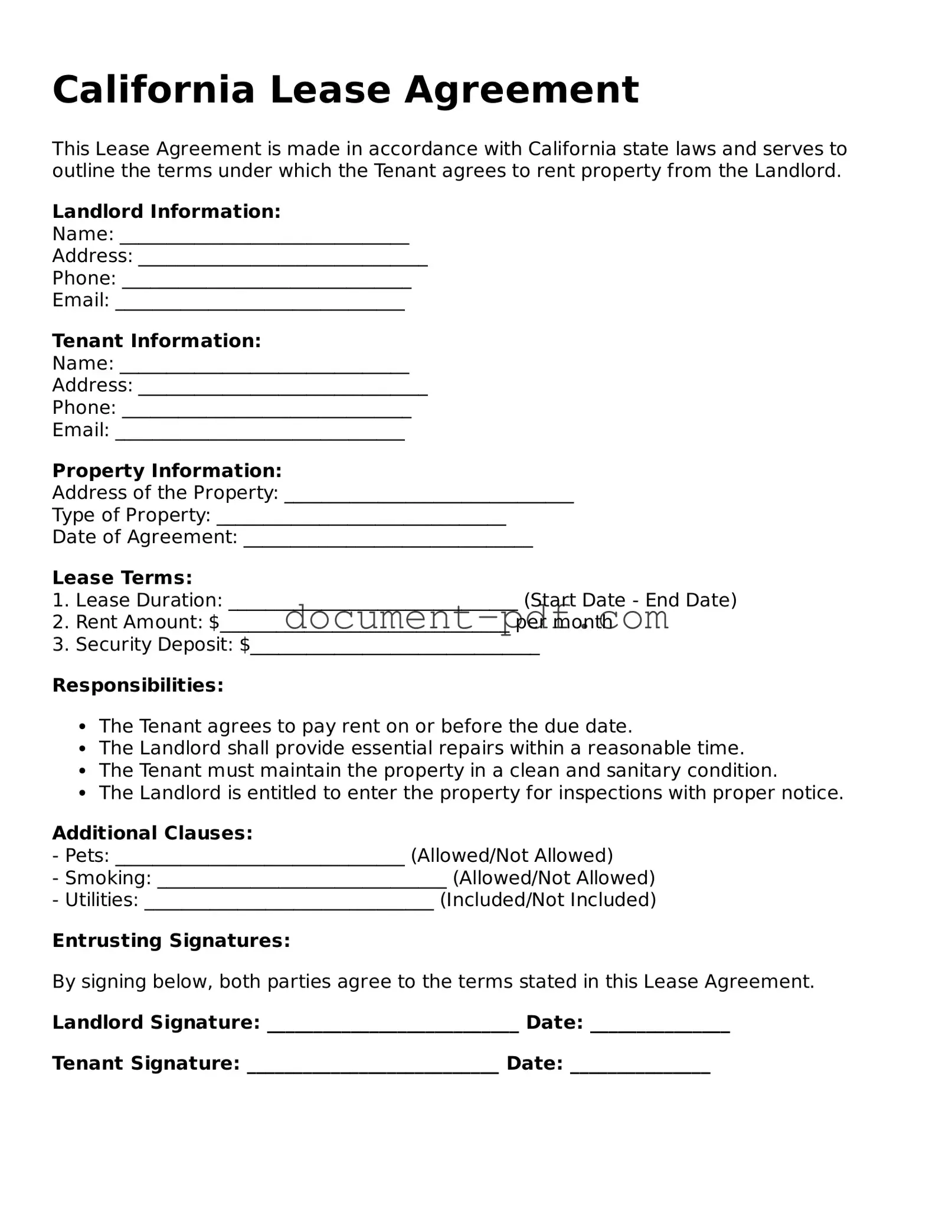 Attorney-Verified California Lease Agreement Template