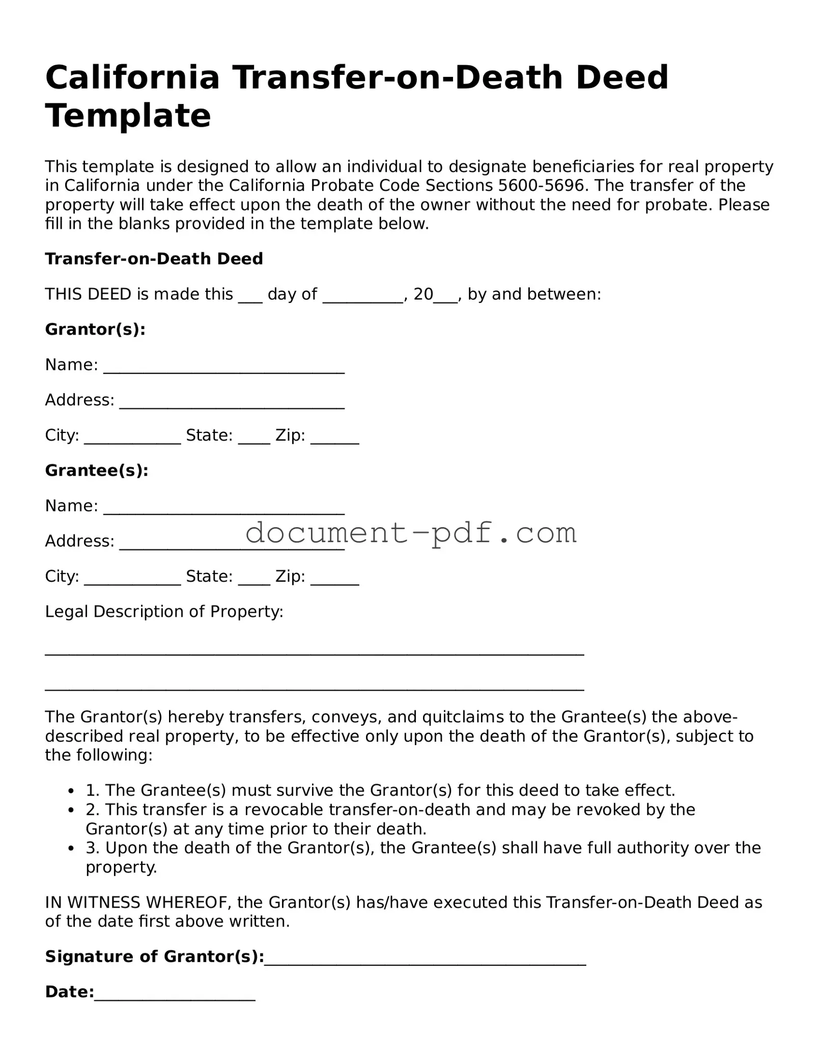Attorney-Verified California Transfer-on-Death Deed Template