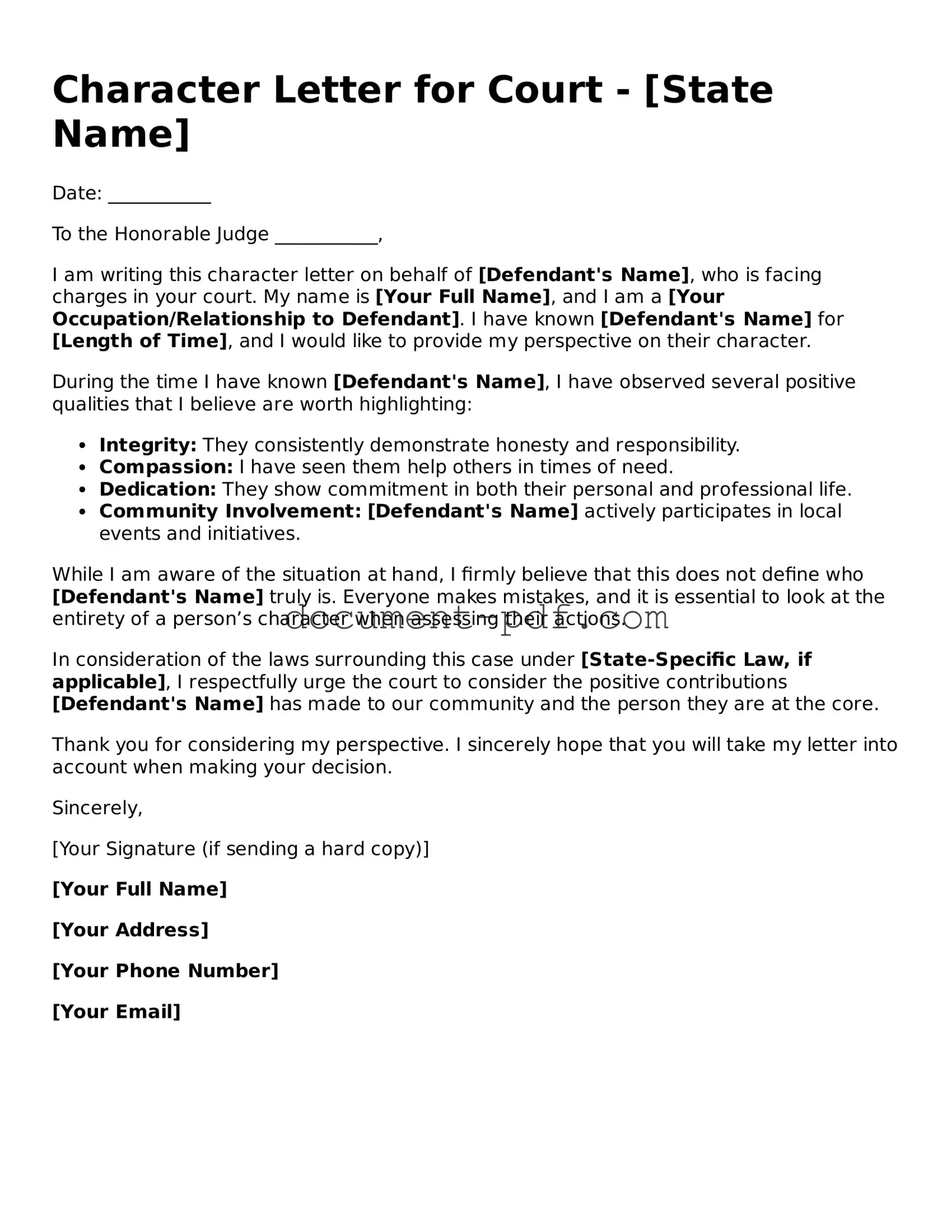 Attorney-Approved Character Letter for Court Document