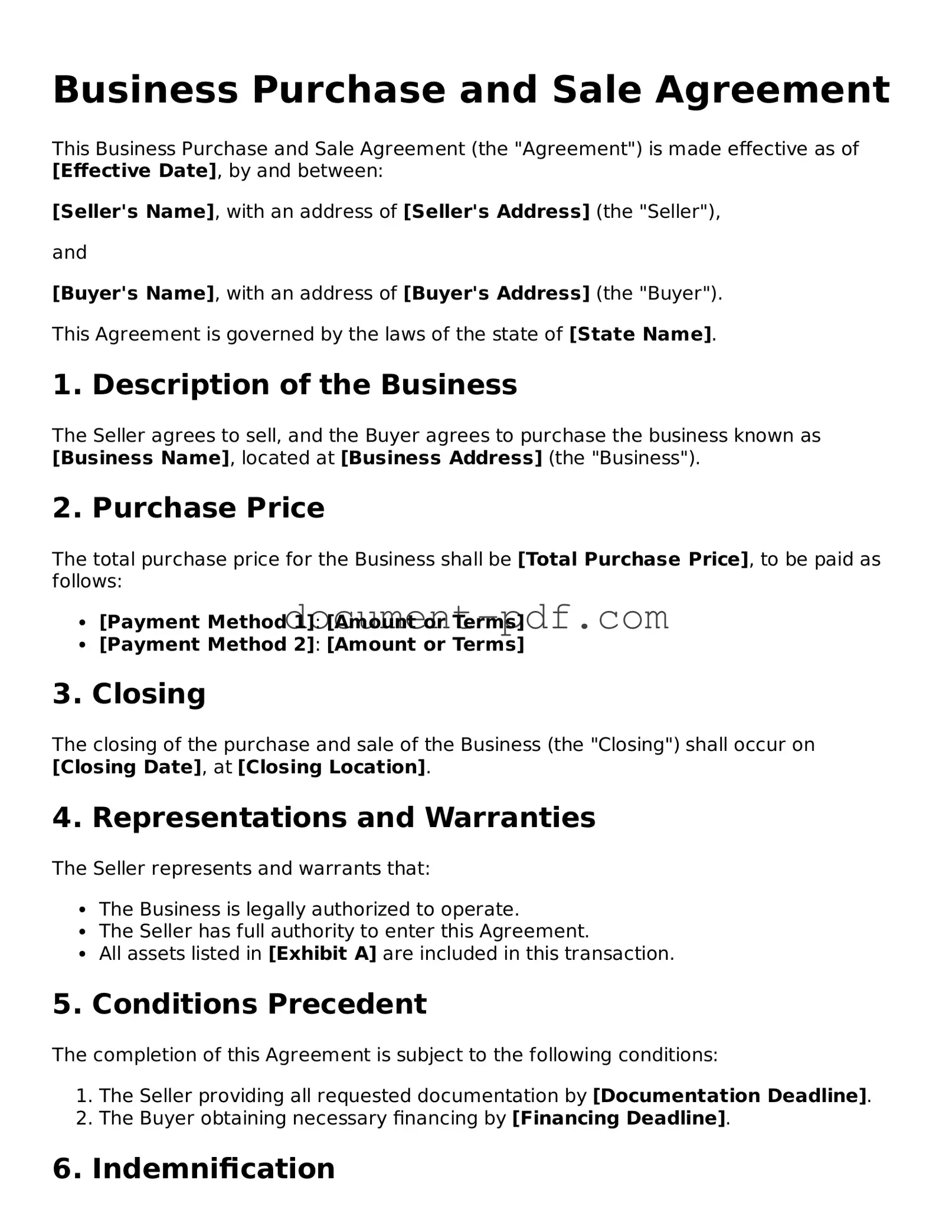 Attorney-Approved Business Purchase and Sale Agreement Document