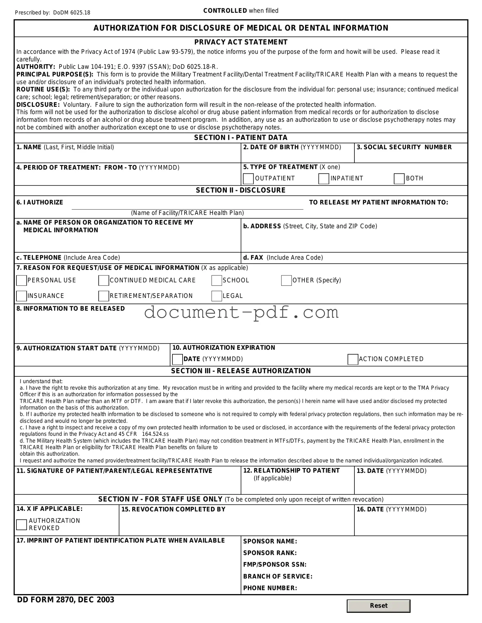 Blank DD 2870 PDF Form