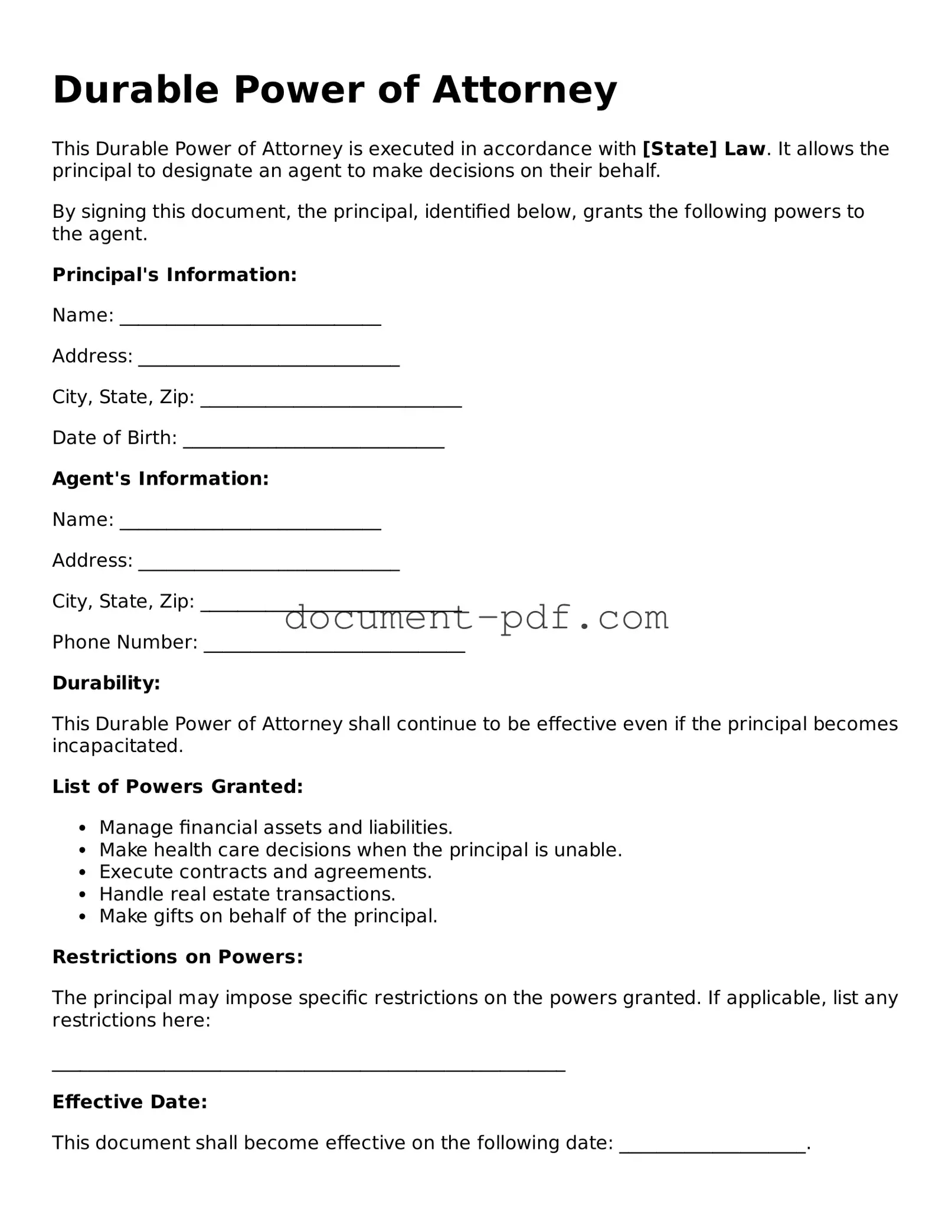 Attorney-Approved Durable Power of Attorney Document