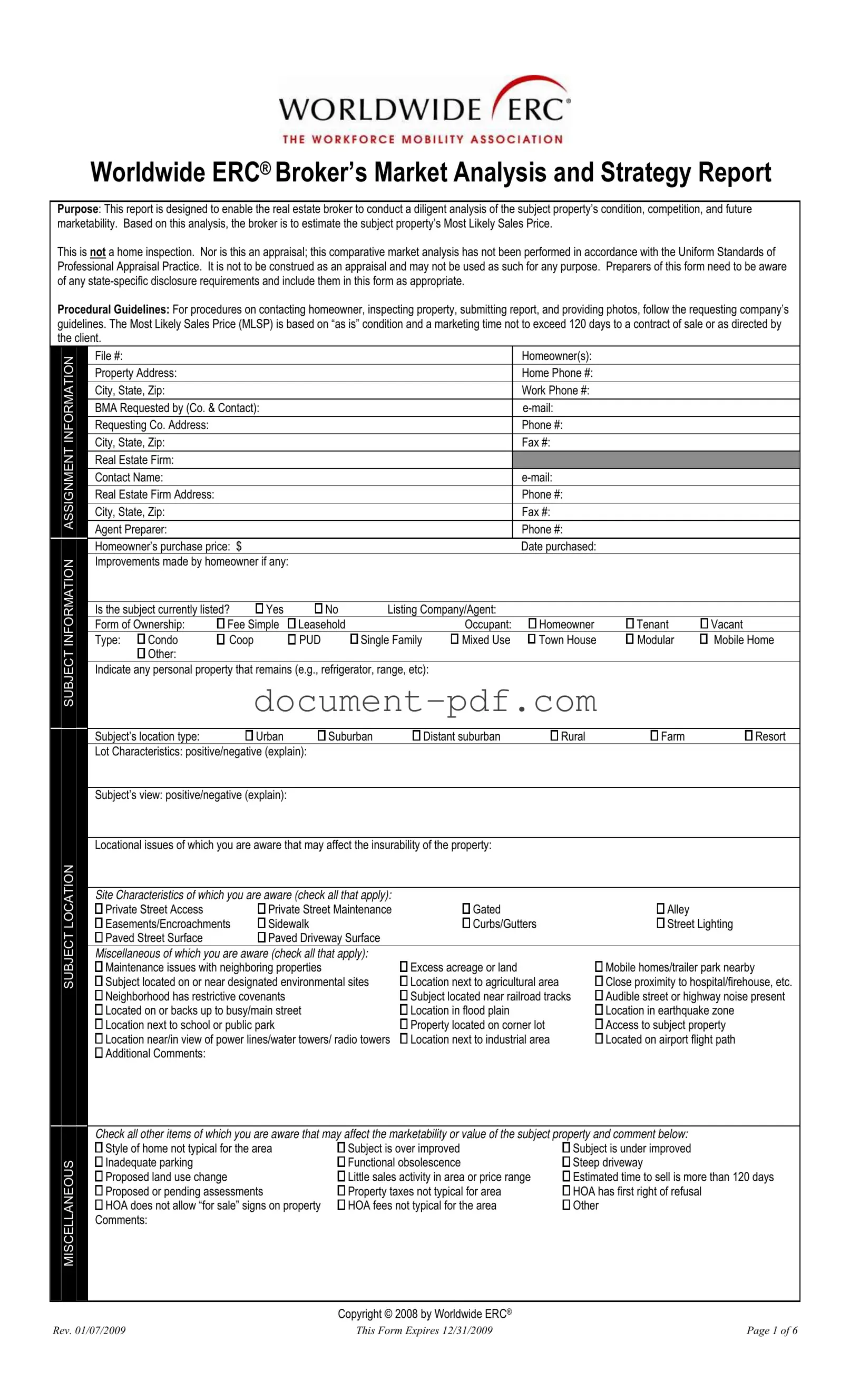 Blank Erc Broker Market Analysis PDF Form