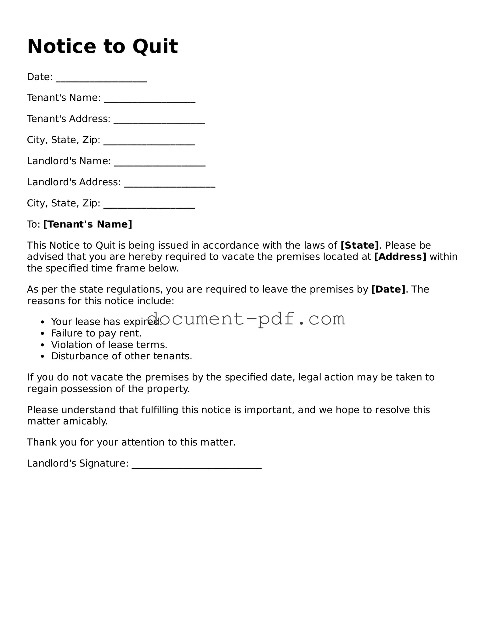 Attorney-Approved Notice to Quit Document