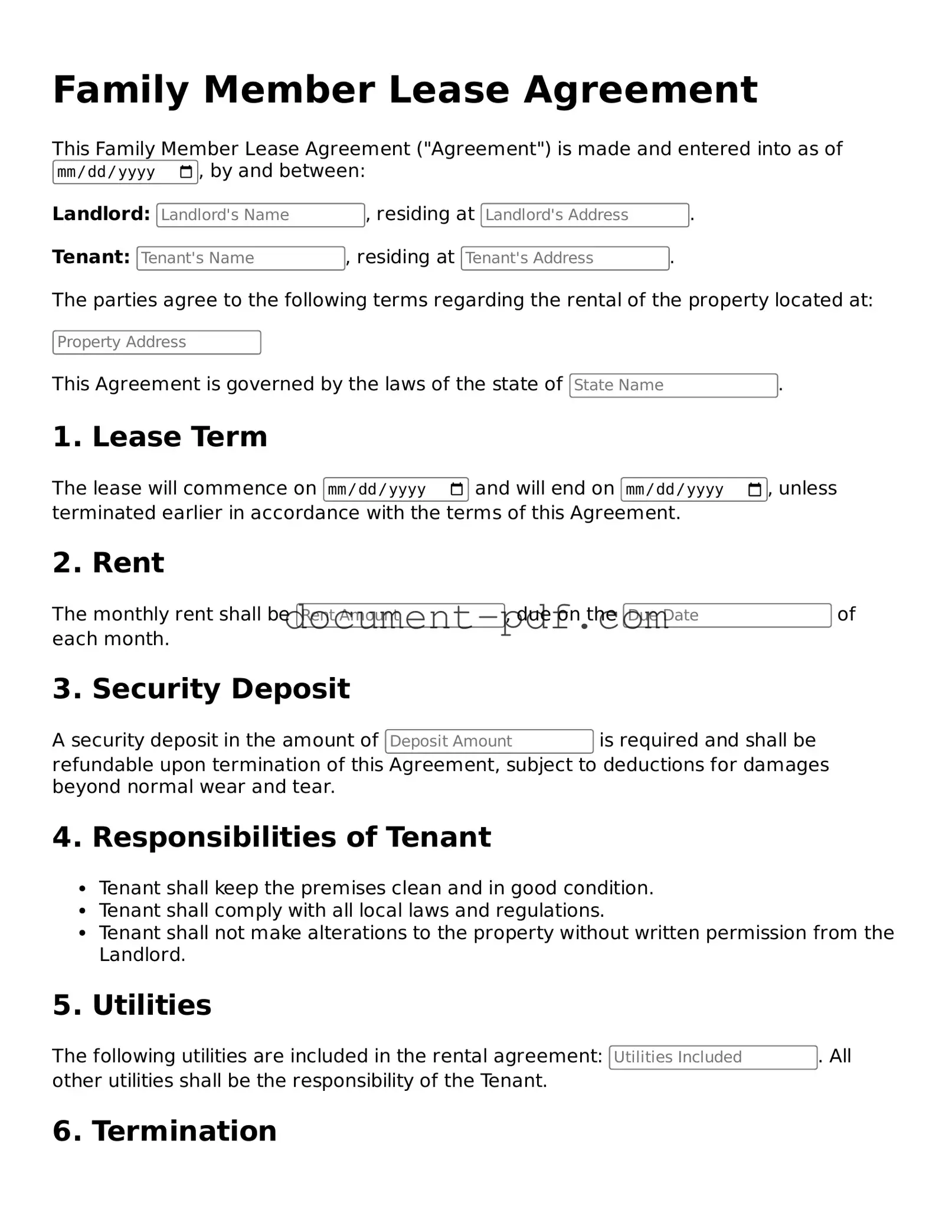 Attorney-Approved Family Member Lease Agreement Document