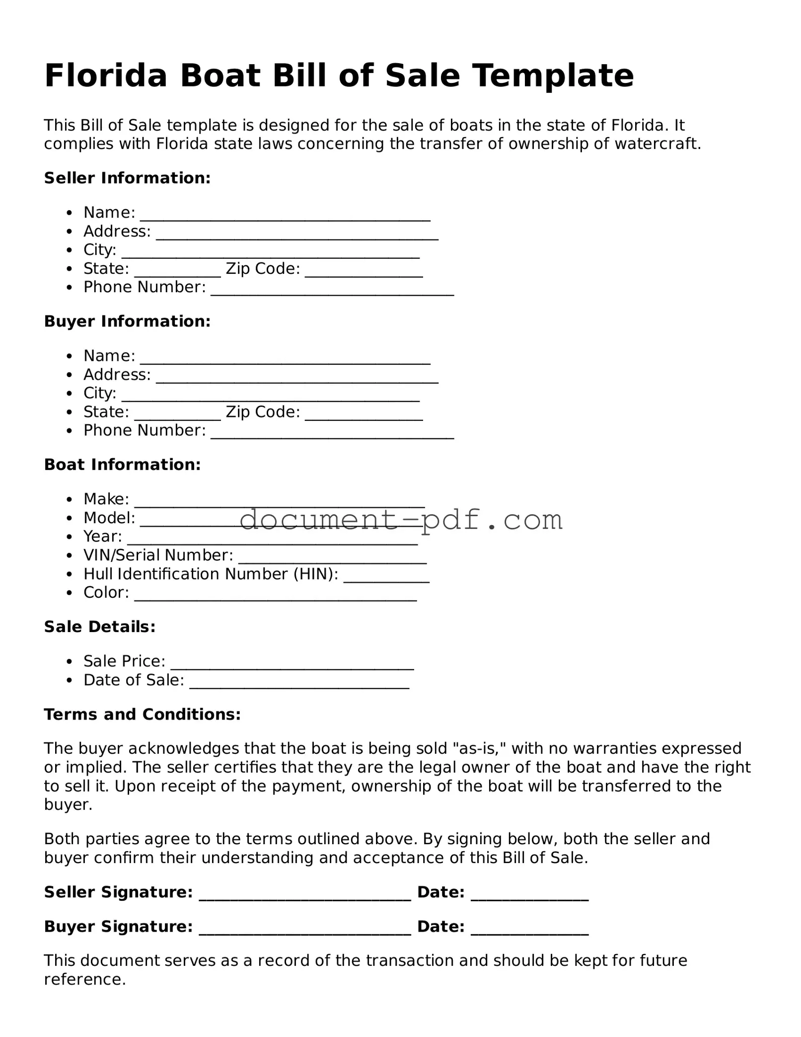 Attorney-Verified Florida Boat Bill of Sale Template