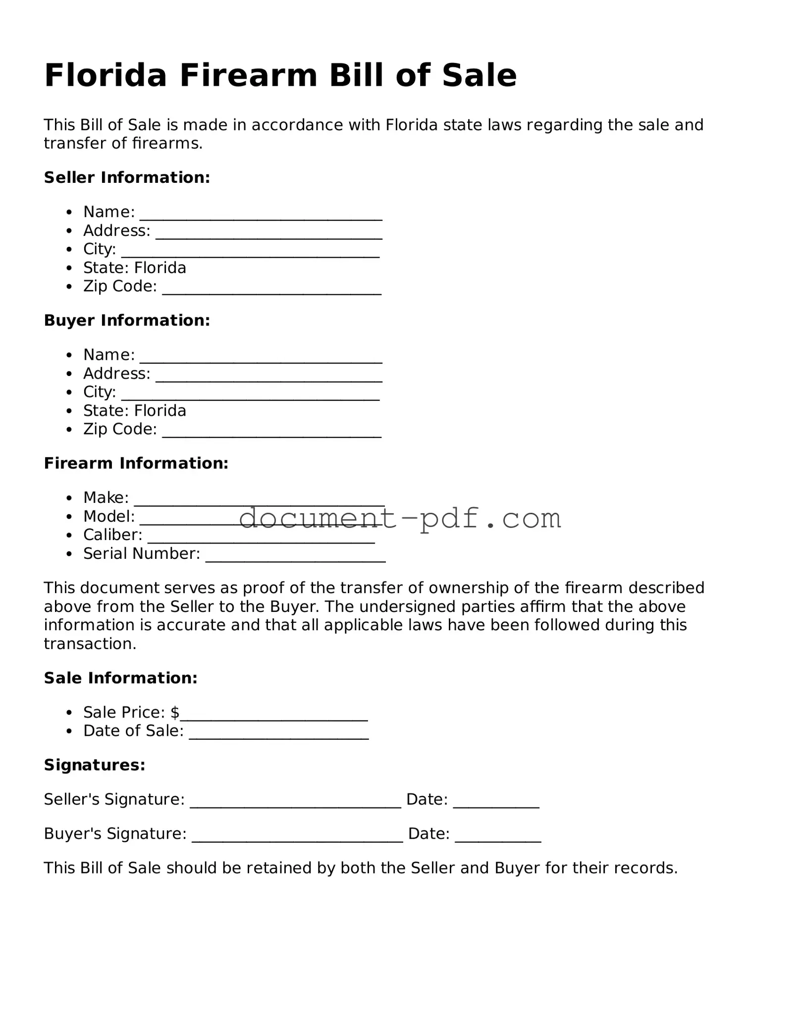 Attorney-Verified Florida Firearm Bill of Sale Template