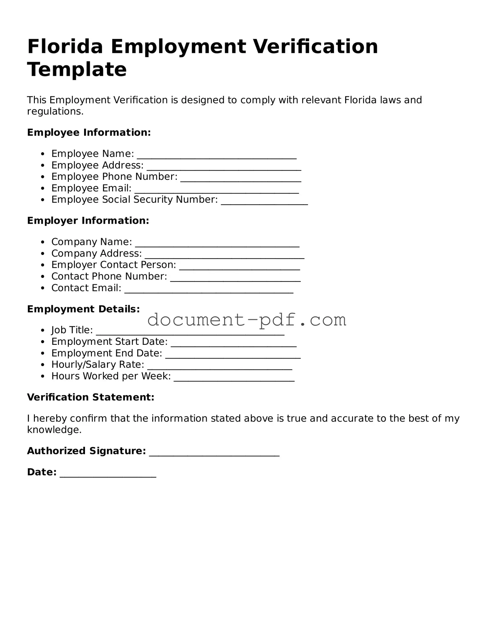 Attorney-Verified Florida Employment Verification Template