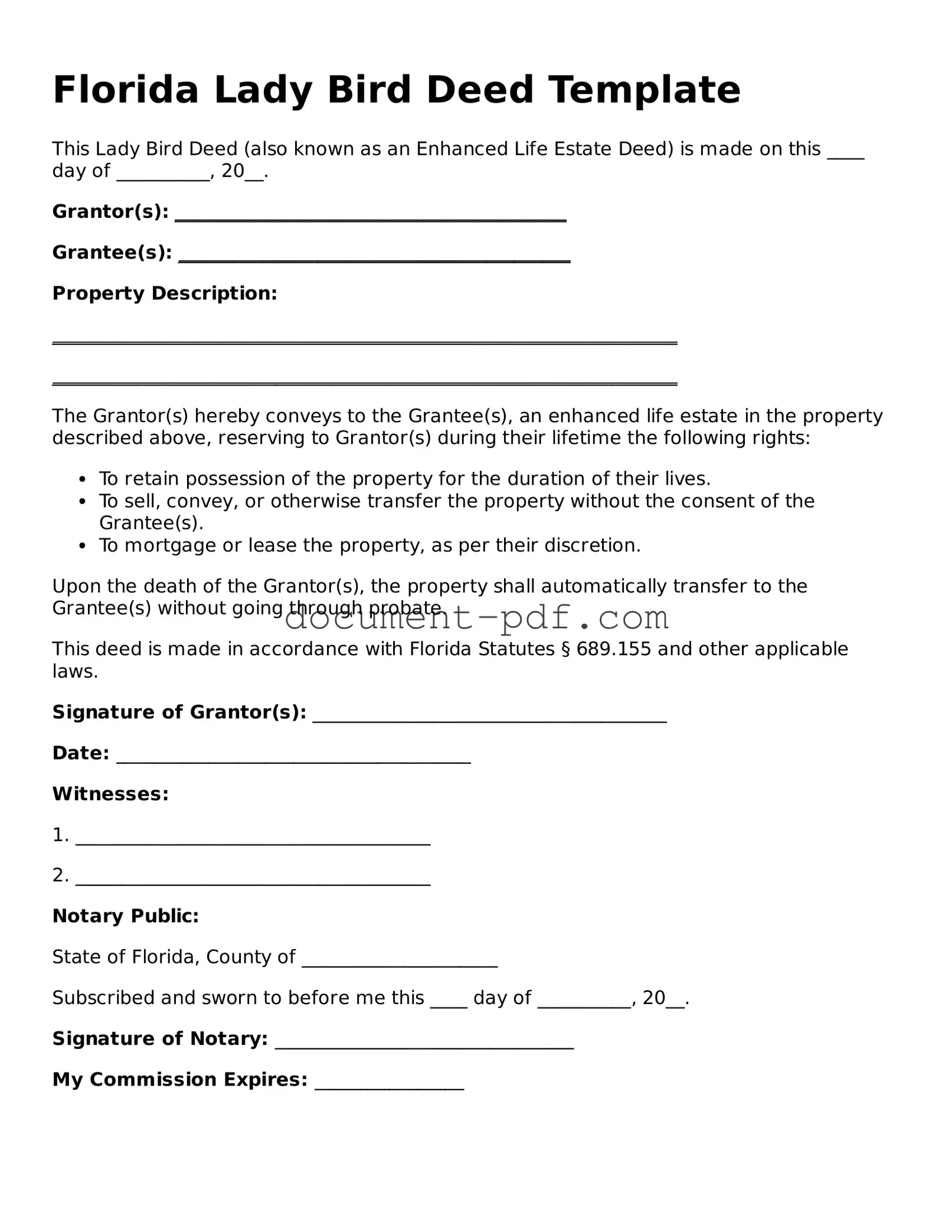 Attorney-Verified Florida Lady Bird Deed Template