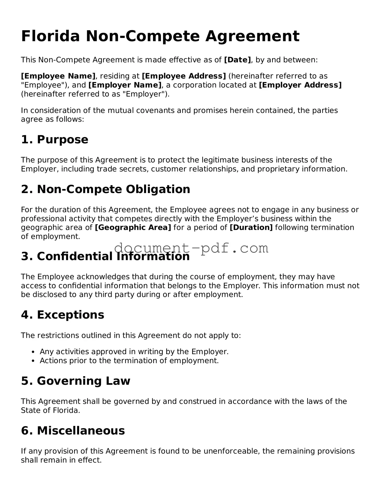 Attorney-Verified Florida Non-compete Agreement Template