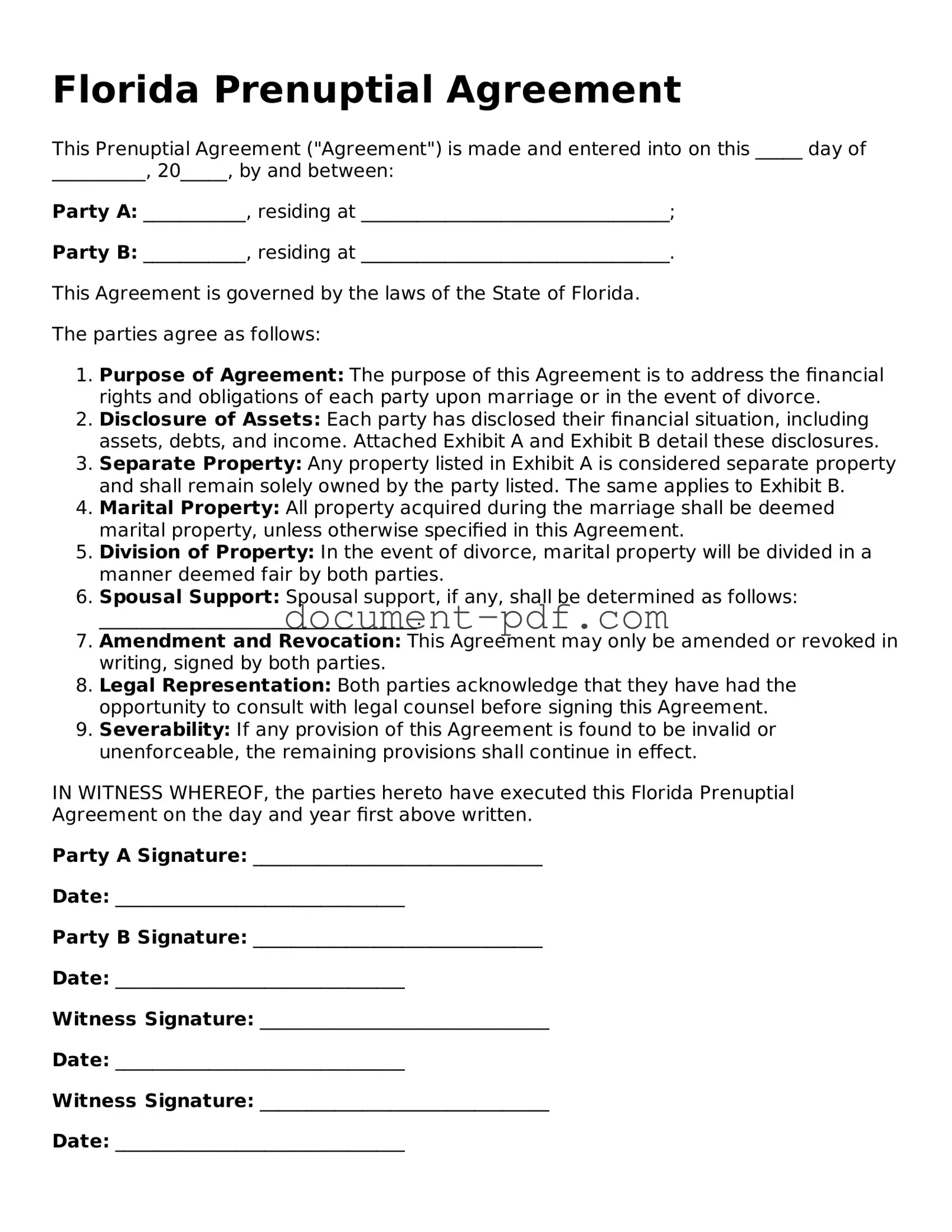 Attorney-Verified Florida Prenuptial Agreement Template