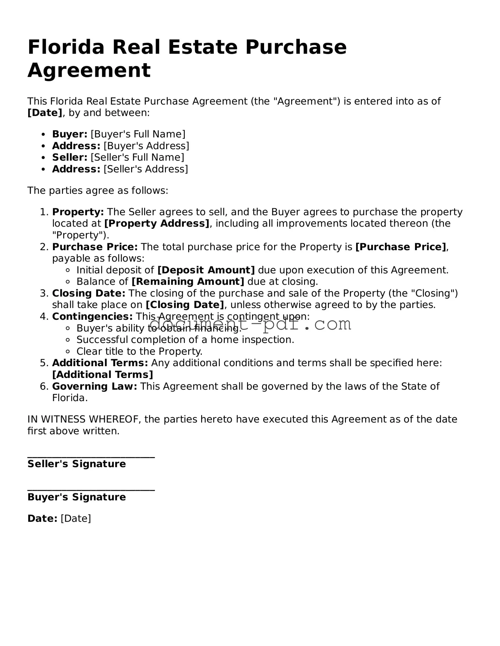Attorney-Verified Florida Real Estate Purchase Agreement Template