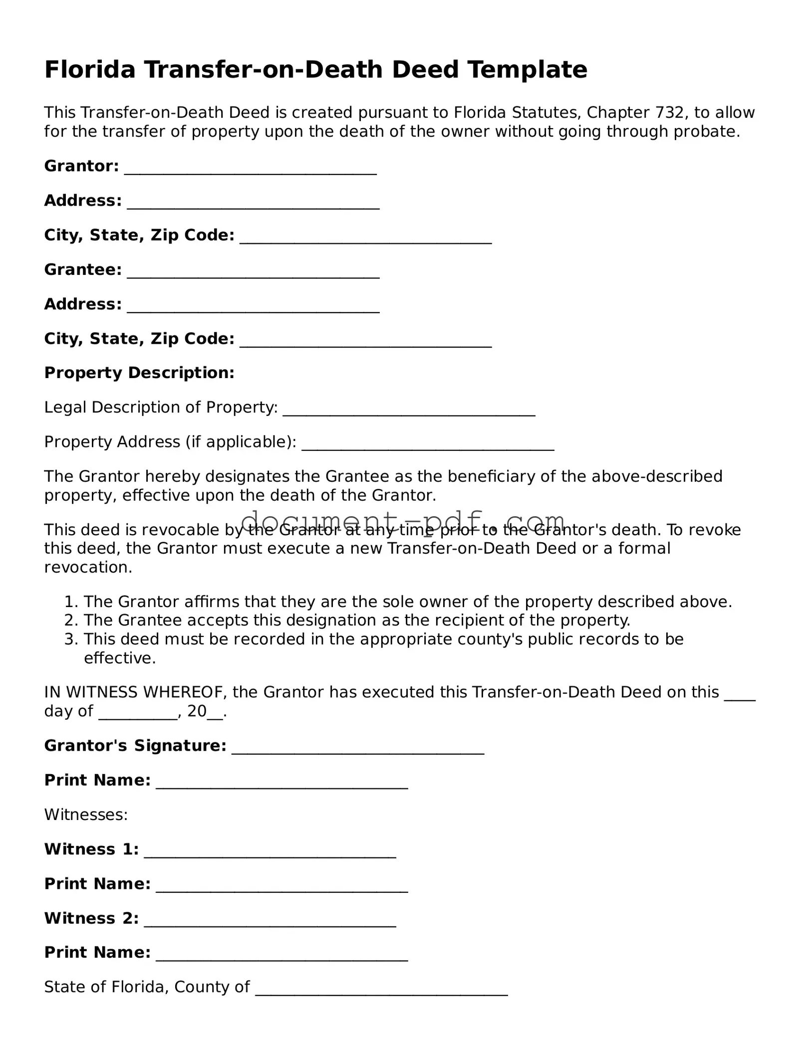 Attorney-Verified Florida Transfer-on-Death Deed Template