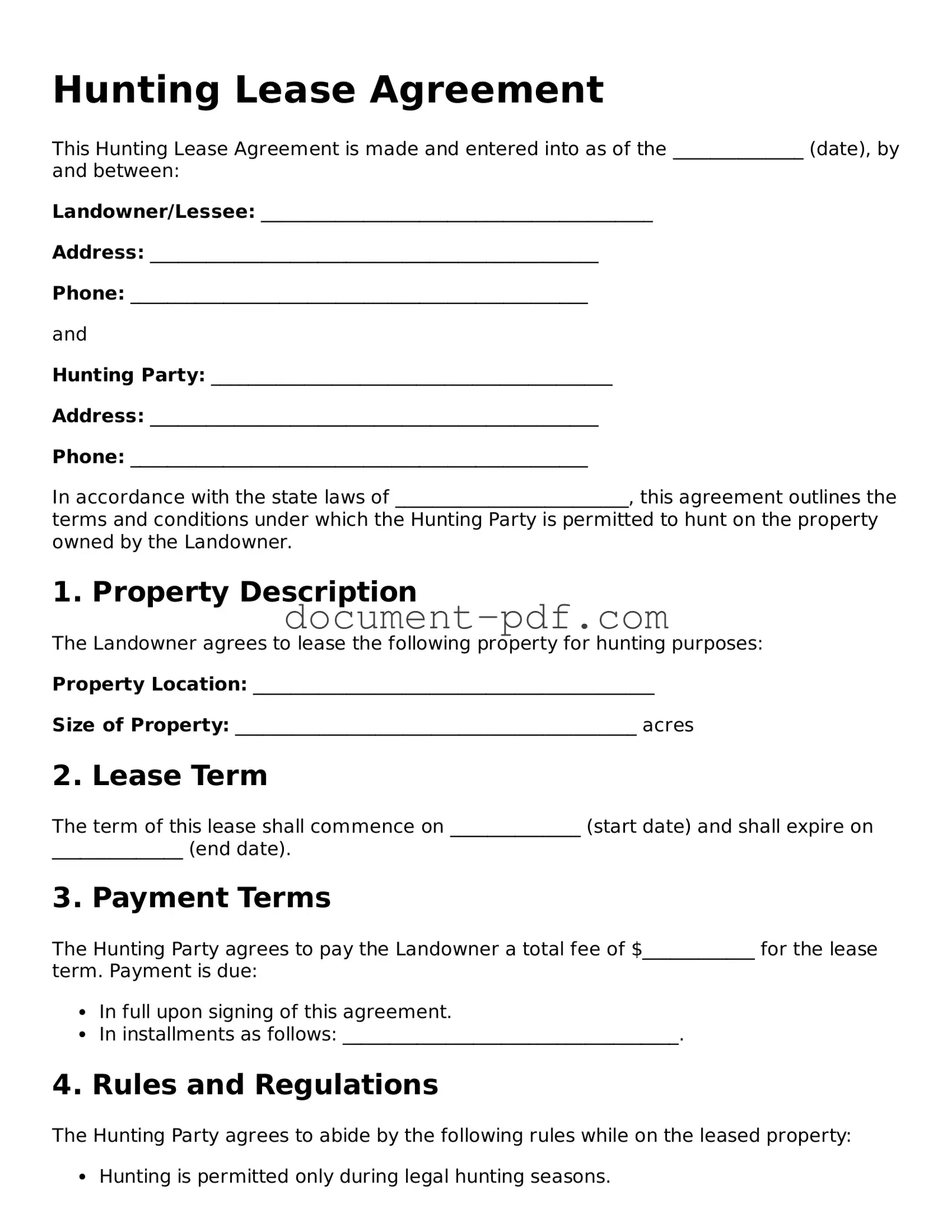Attorney-Approved Hunting Lease Agreement Document