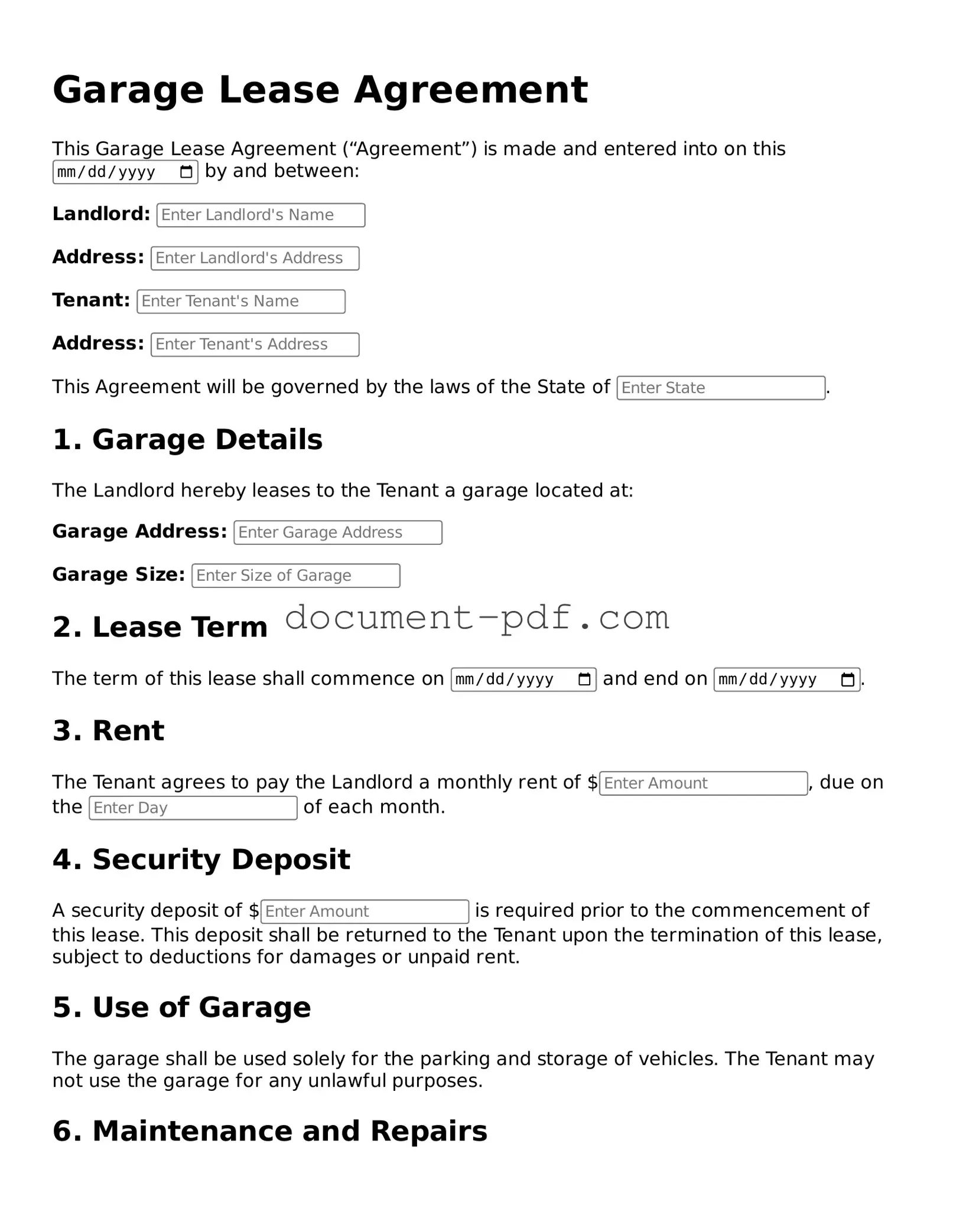 Attorney-Approved Garage Lease Agreement Document