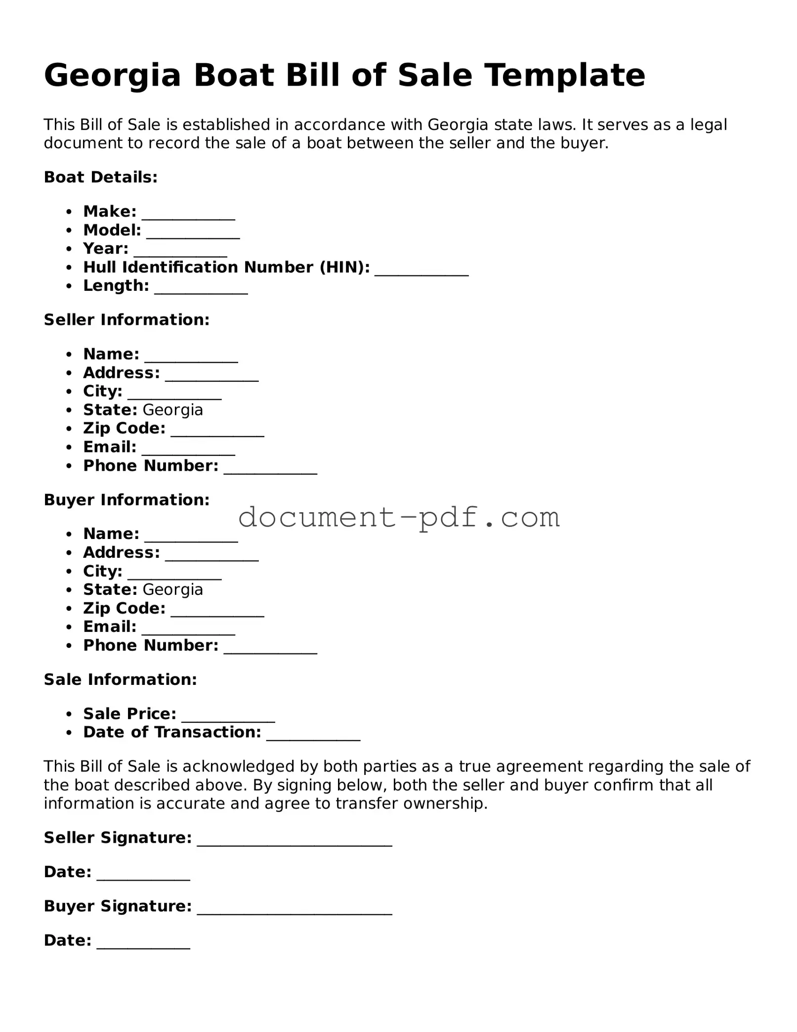 Attorney-Verified Georgia Boat Bill of Sale Template