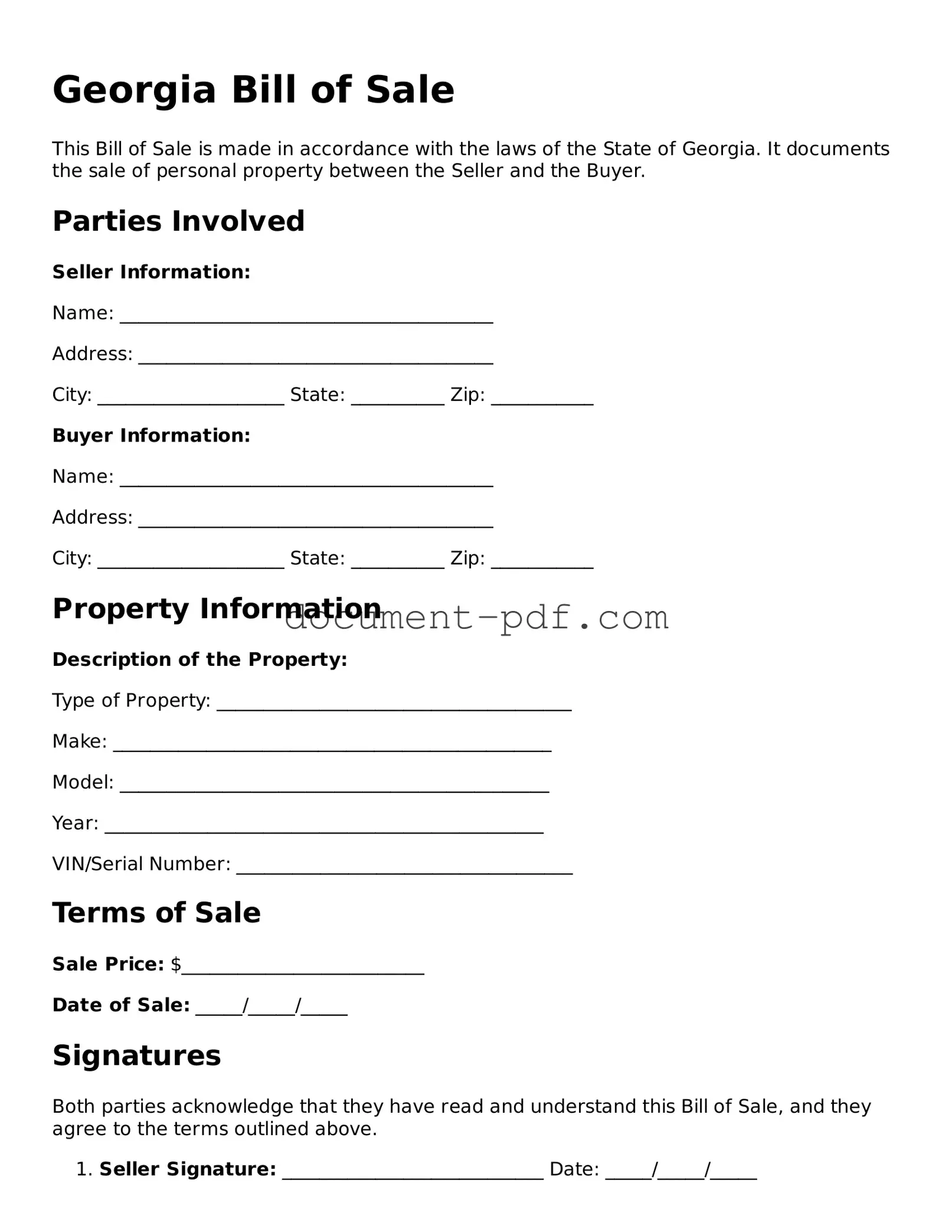 Attorney-Verified Georgia Bill of Sale Template