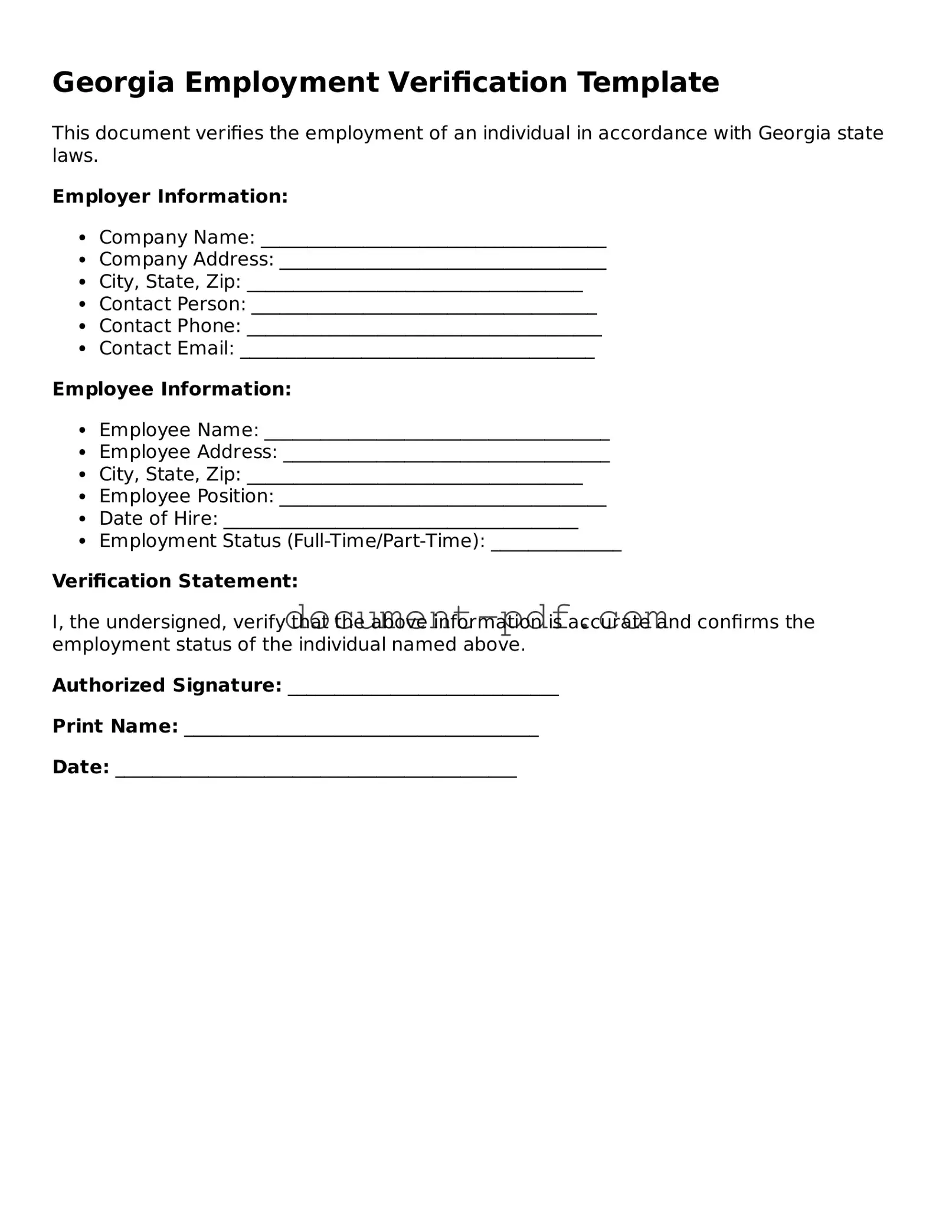 Attorney-Verified Georgia Employment Verification Template
