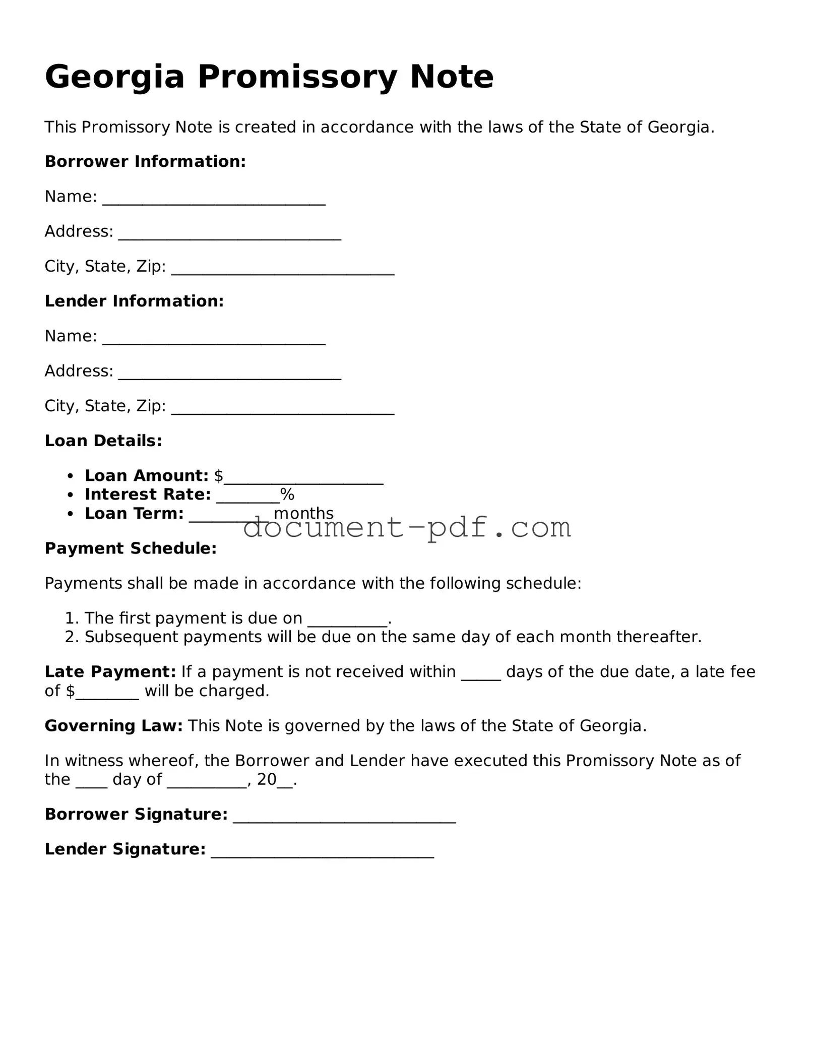 Attorney-Verified Georgia Promissory Note Template