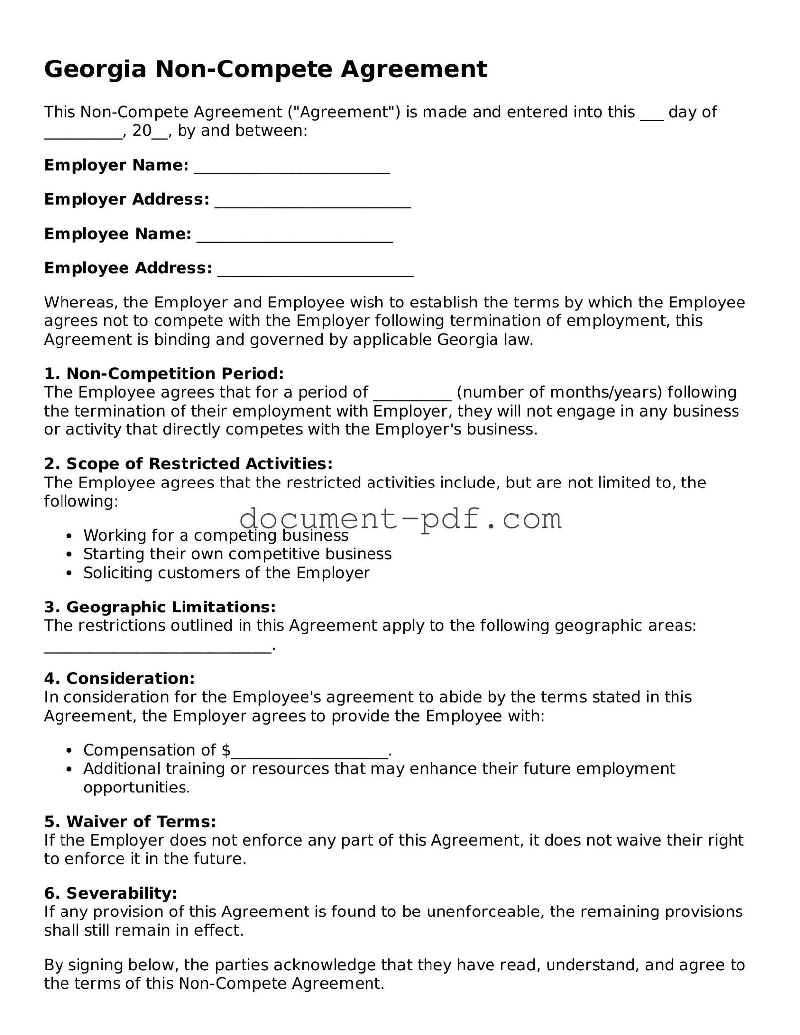 Attorney-Verified Georgia Non-compete Agreement Template