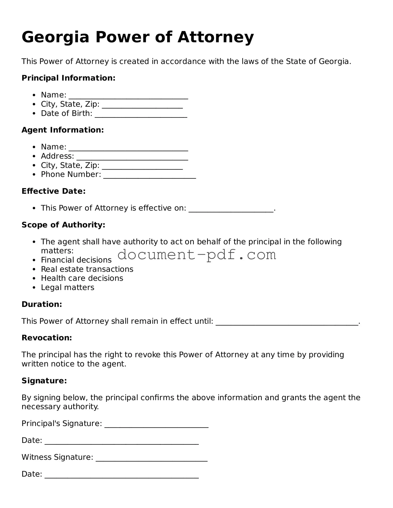 Attorney-Verified Georgia Power of Attorney Template
