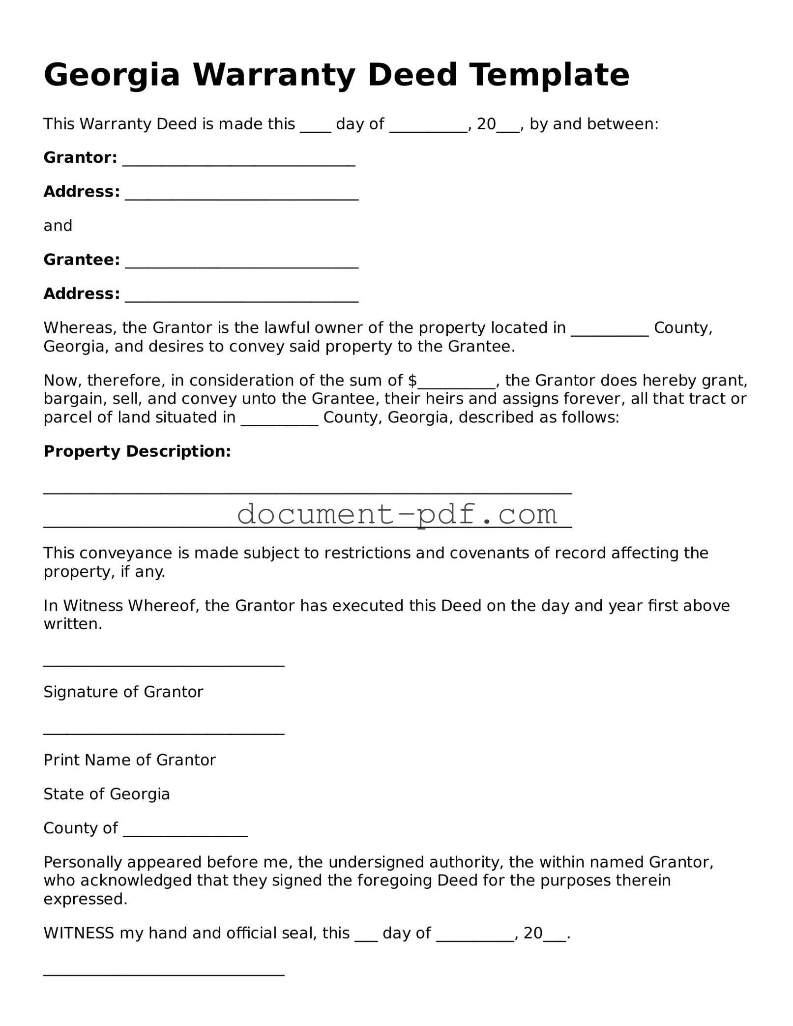 Attorney-Verified Georgia Deed Template