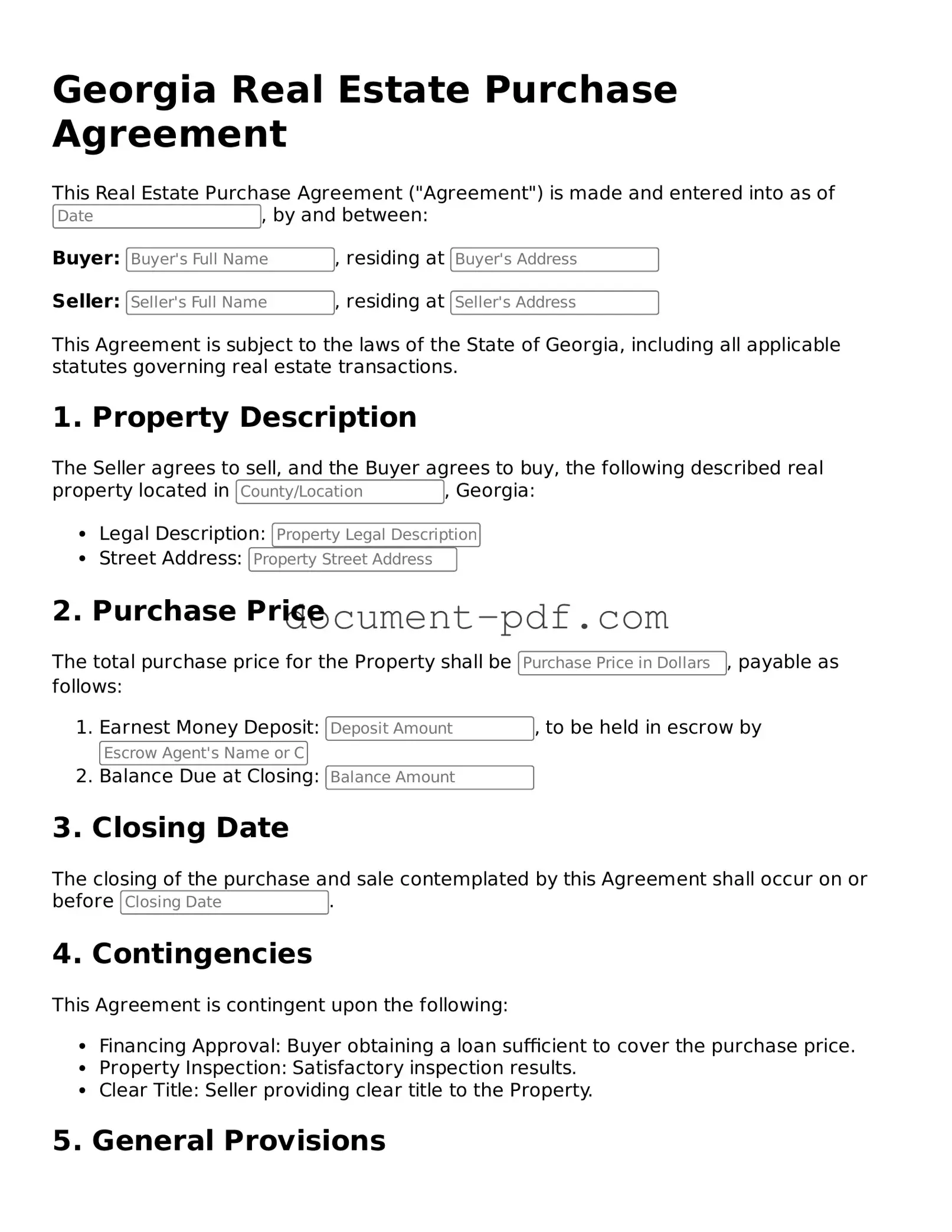 Attorney-Verified Georgia Real Estate Purchase Agreement Template