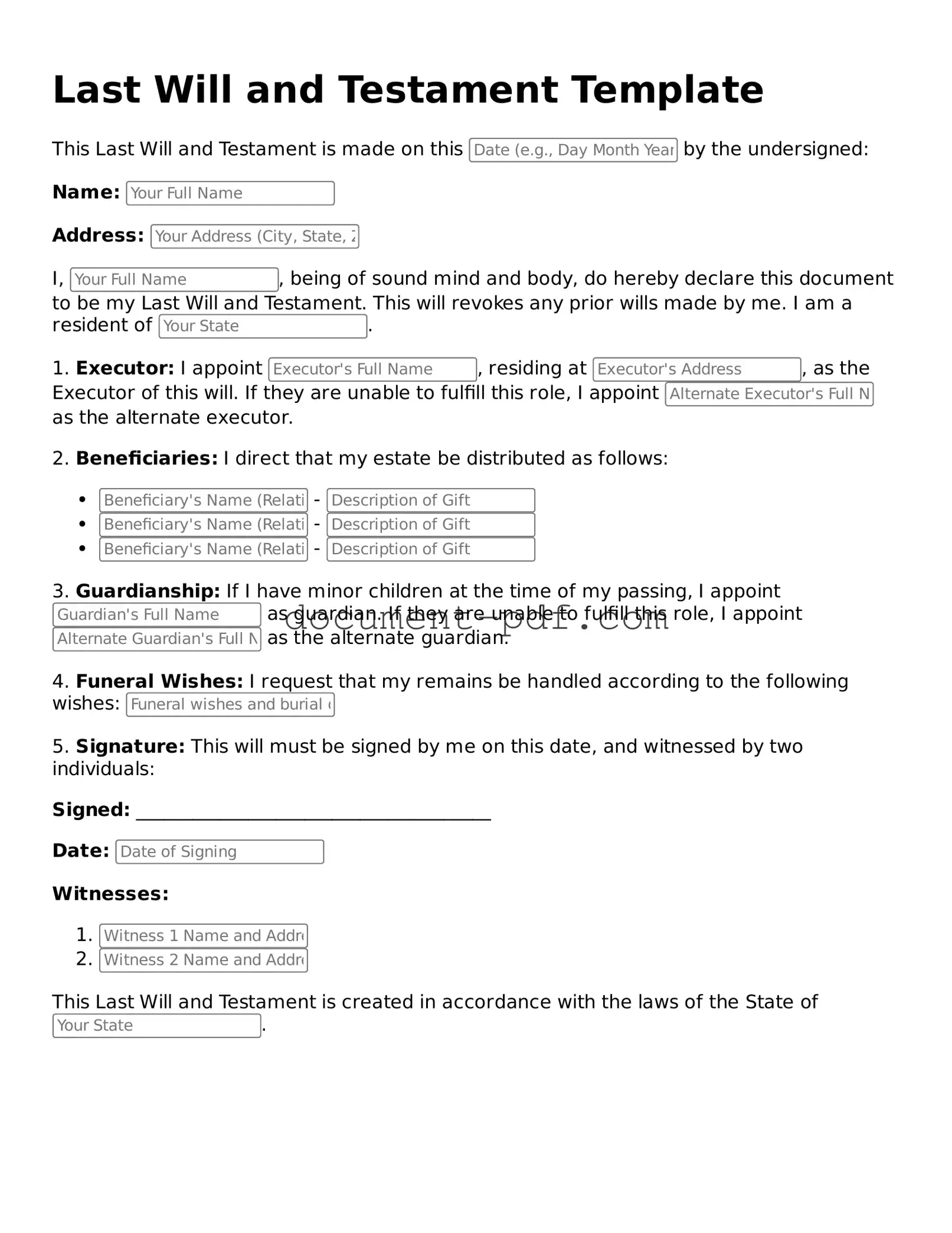 Attorney-Approved Last Will and Testament Document