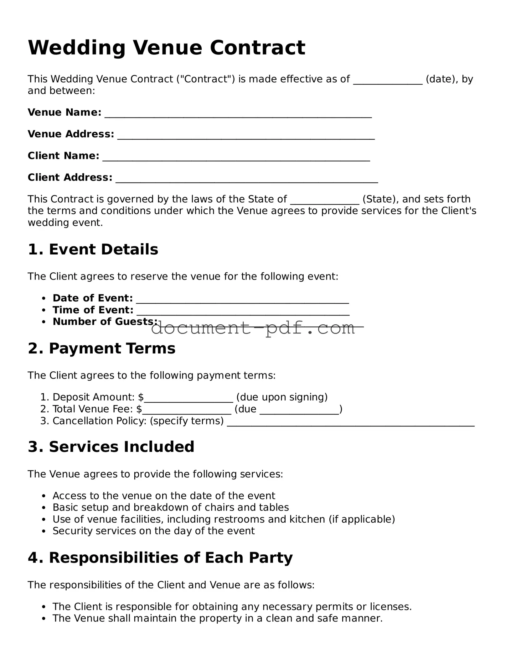 Attorney-Approved Wedding Venue Contract Document
