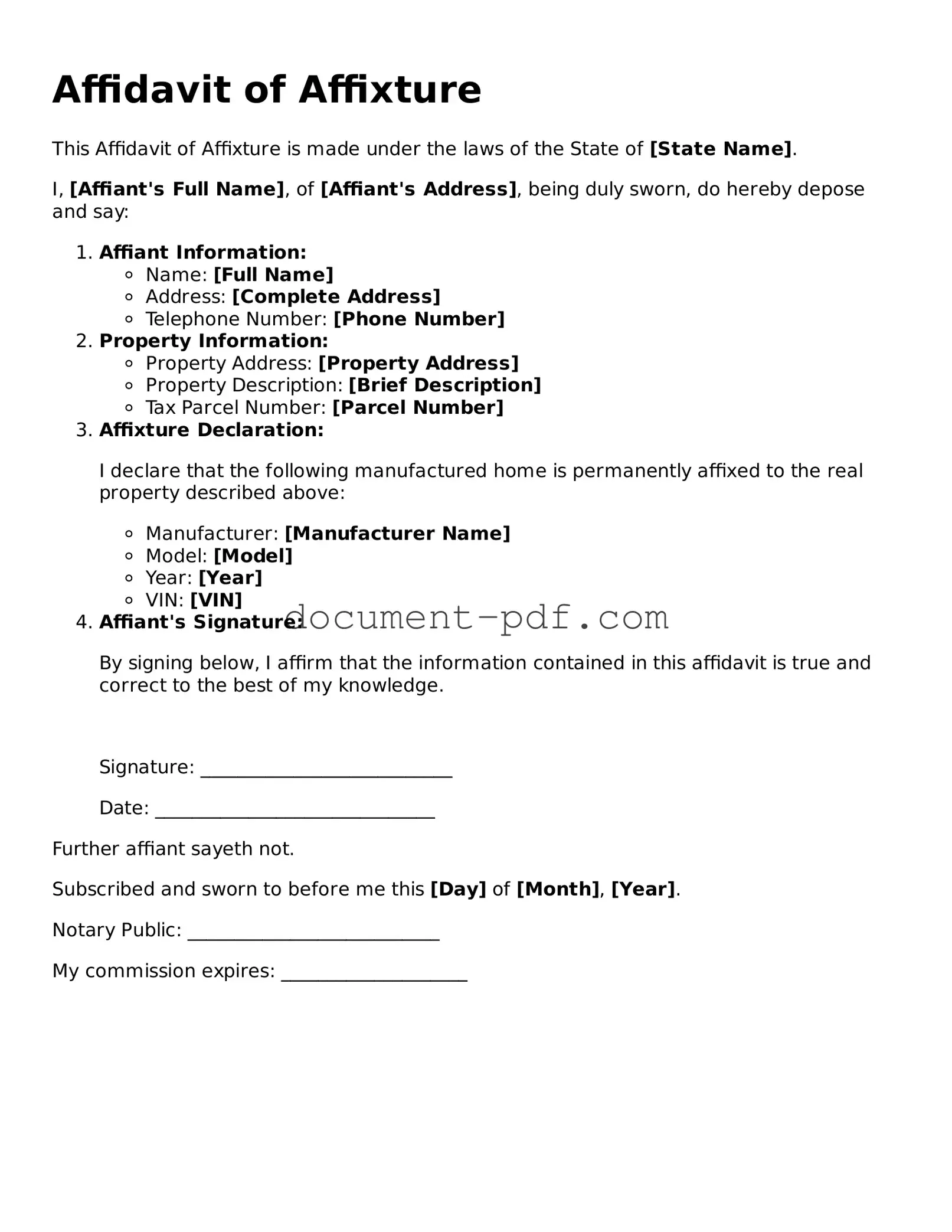 Attorney-Approved Affidavit of Affixture Document