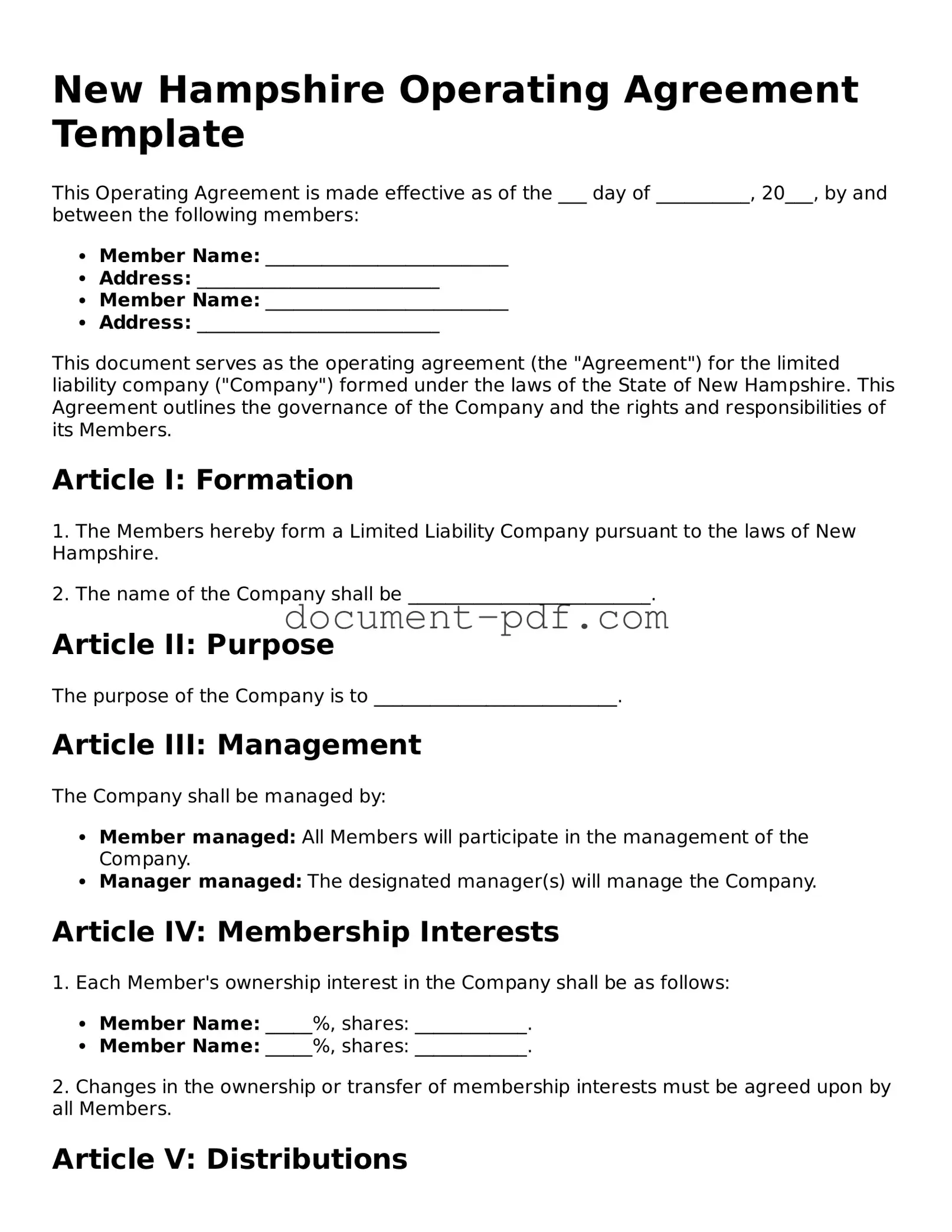 Attorney-Verified New Hampshire Operating Agreement Template