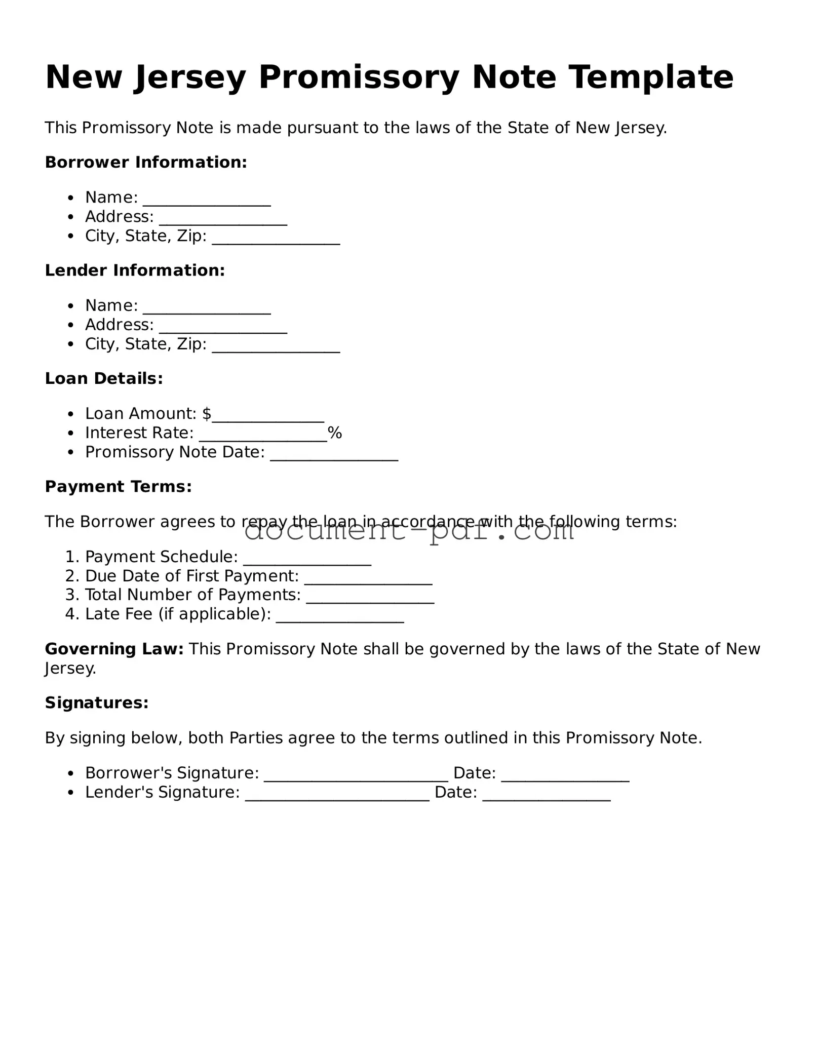 Attorney-Verified New Jersey Promissory Note Template